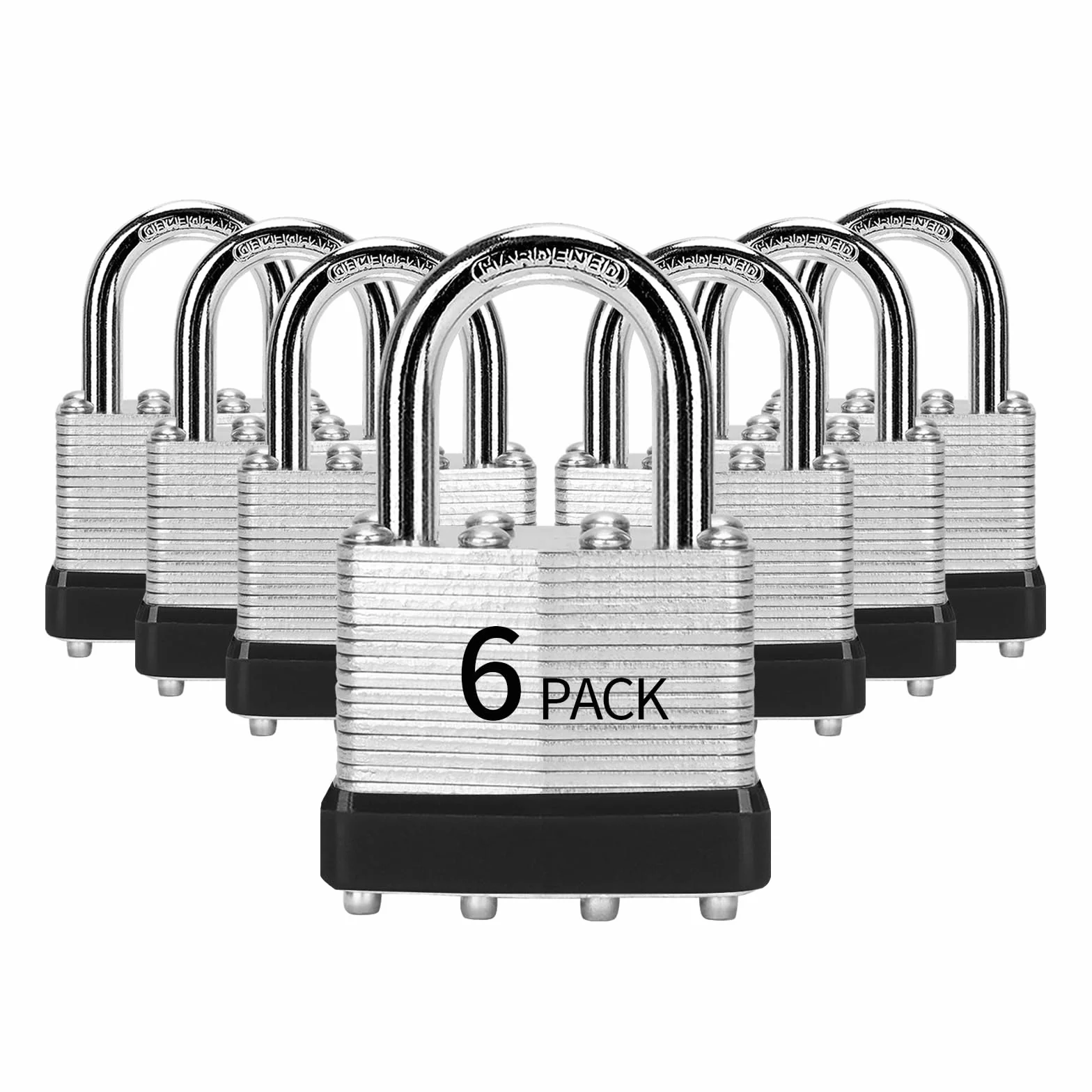 Candados con llave igual, paquete de 6, cerradura con llave de acero laminado (1-9/16 pulgadas, 40 mm), candados con la misma llave, grillete normal, para caja de herramientas, taquilla y unidad