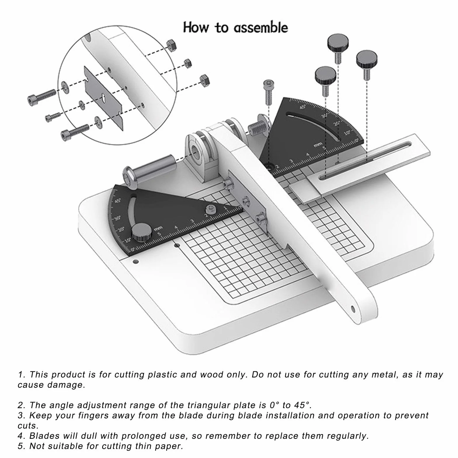 LICAEVEY Herramienta de Corte Profesional en ángulo de 45 Grados, Cortador de Inglete Manual Ajustable para Carpintería y Creaciones de Modelos