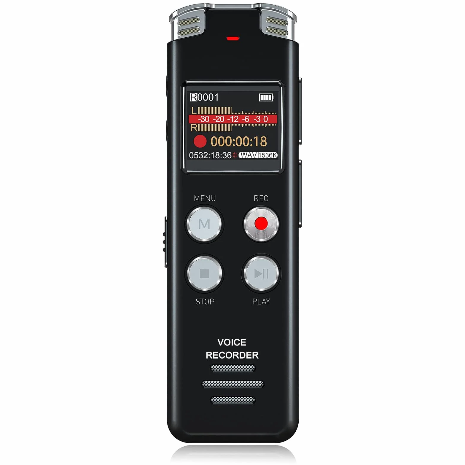 EVISTR Grabadora de Voz Digital 64GB con Activación por Voz y Reproducción MP3