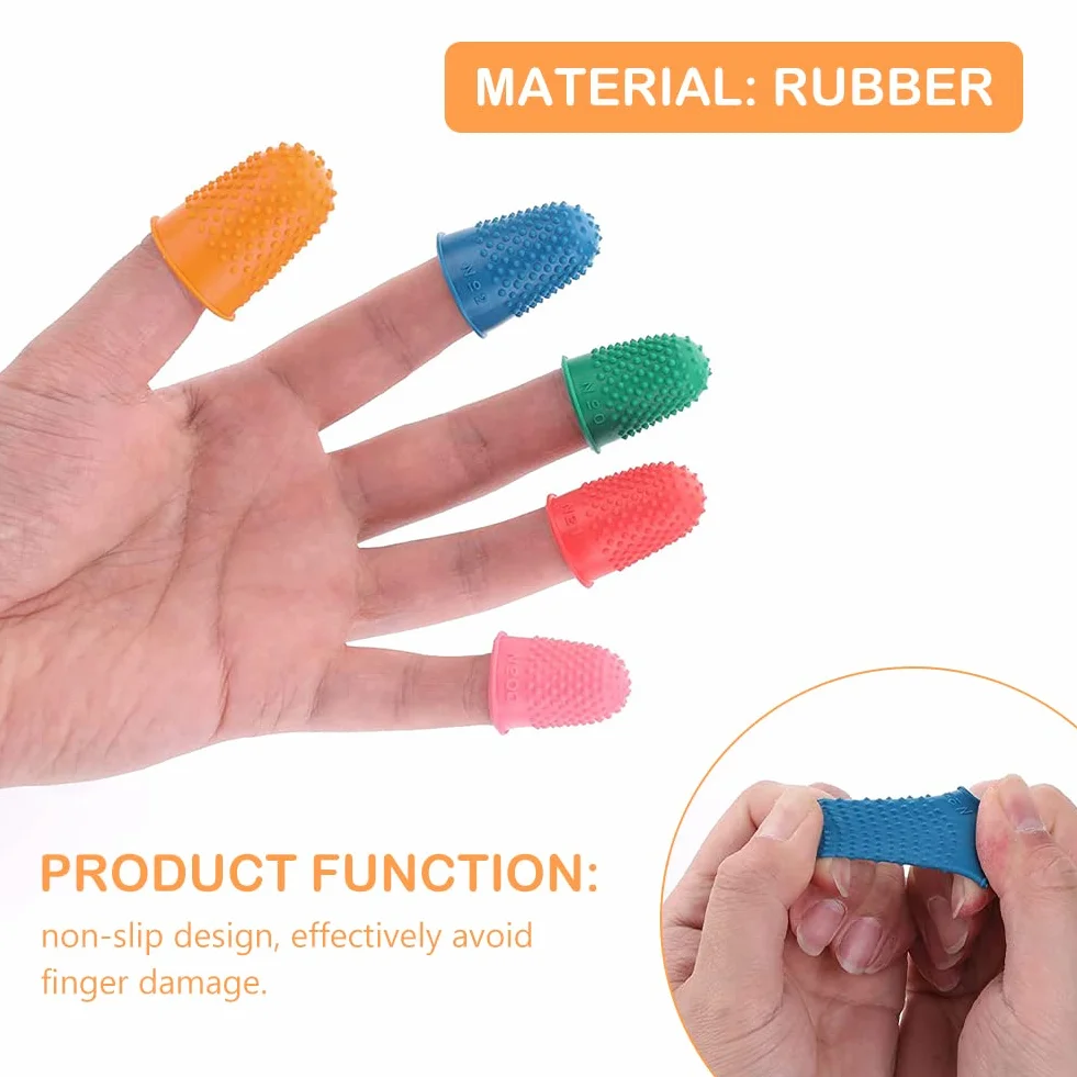 Dedales de Goma Almohadilla Reutilizable Protectores Dedos 5 Colores 5 Piezas