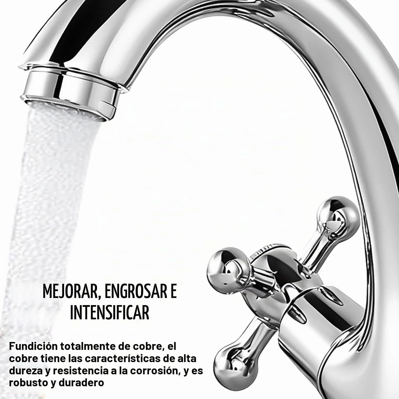 Grifo de baño, grifo mezclador de lavabo, grifo retro con dos asas, grifo de lavabo retro de 2 manijas, lavabo con caño altura 100 mm, 2 mangueras de 60 cm