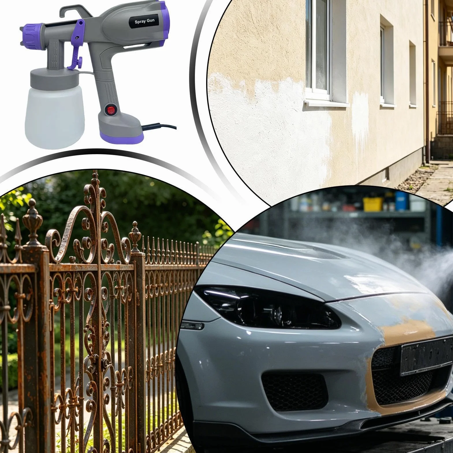 Potente Pistola de Pintura, Pistola de Pintura eléctrica | Patrón de pulverización preciso, pulverizador de pintura de resistente, pulverizador de pintura con diseño ergonómic