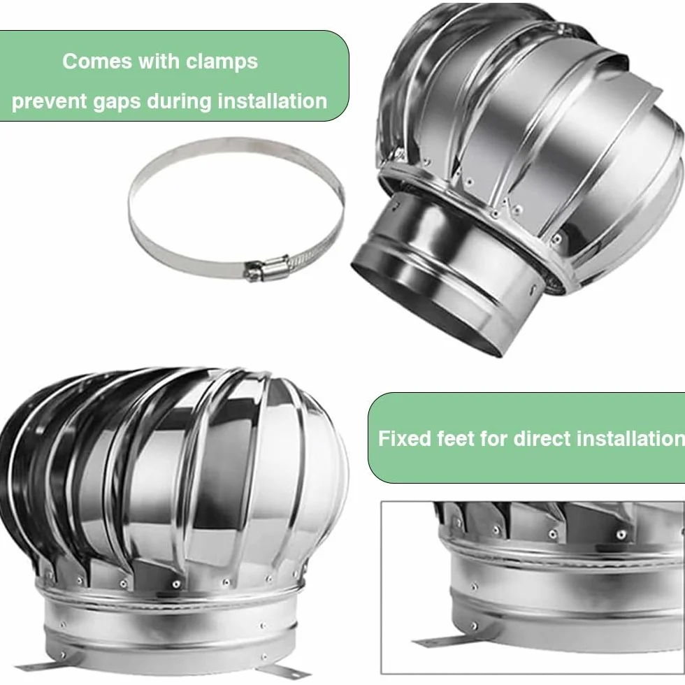 Sombrero Giratorio Para Chimenea 100-400mm Tapa De Campana Chimenea Ventilación Giratoria Acero Inoxidable, Tapa De Tubo De Estufa Para Ventilación Exterior(400mm/15.75in)
