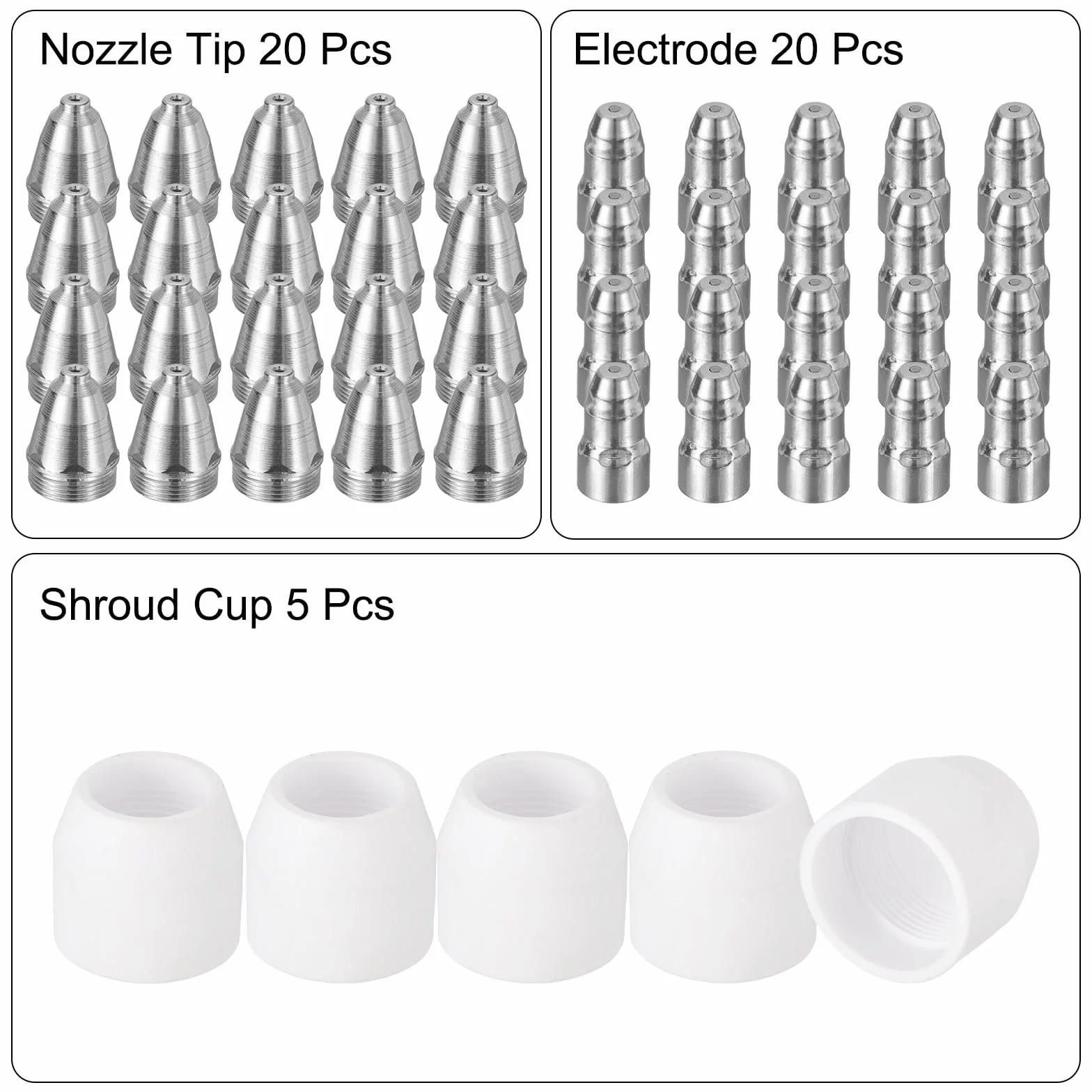 QUARKZMAN 45 Piezas Kit De Consumibles De Boquilla Electrodos Y Copa Protectora Para Cortador De Plasma P80 Boquilla De 1.7 Mm