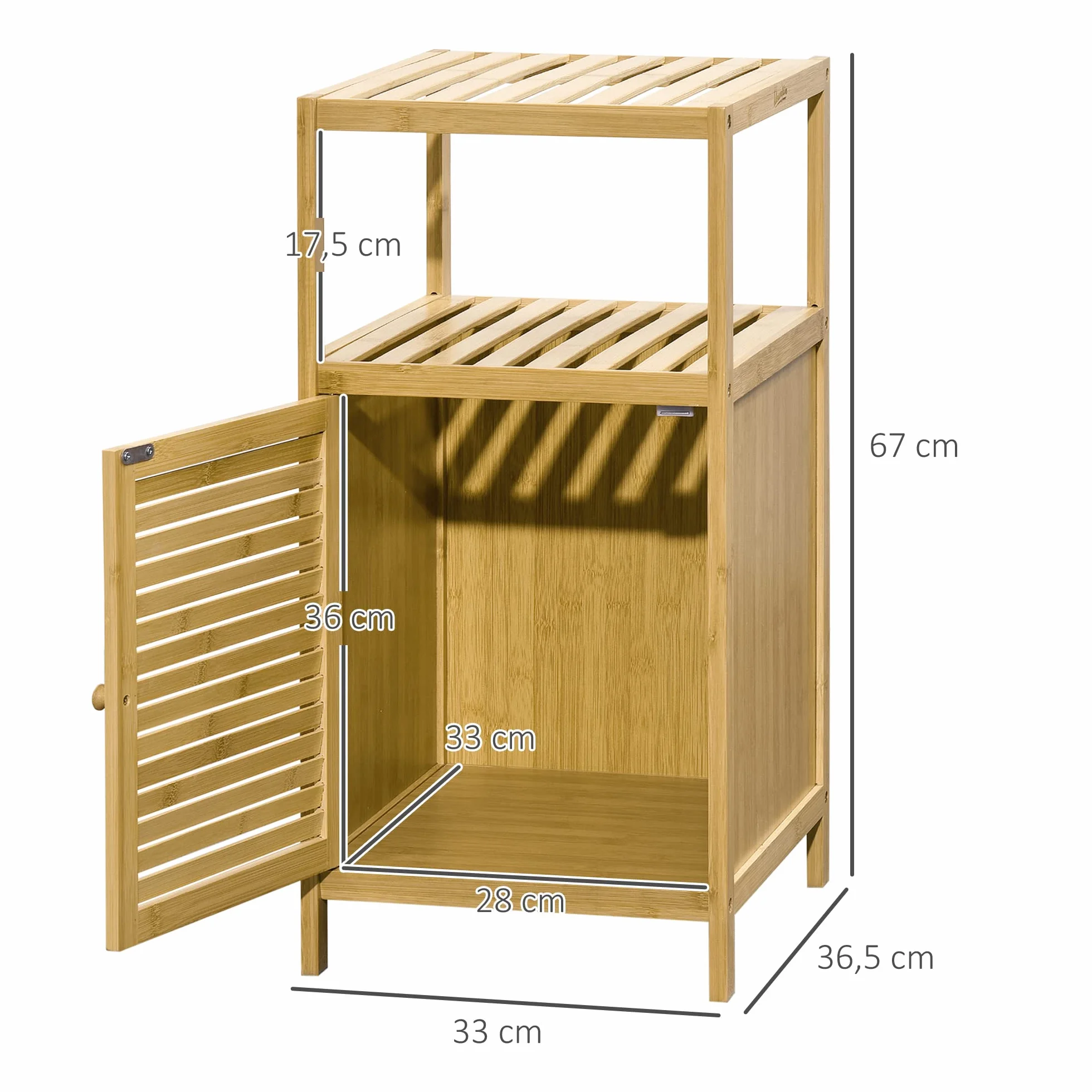 Kleankin Estantería de Baño Bambú 33x36,5x67 cm Natural