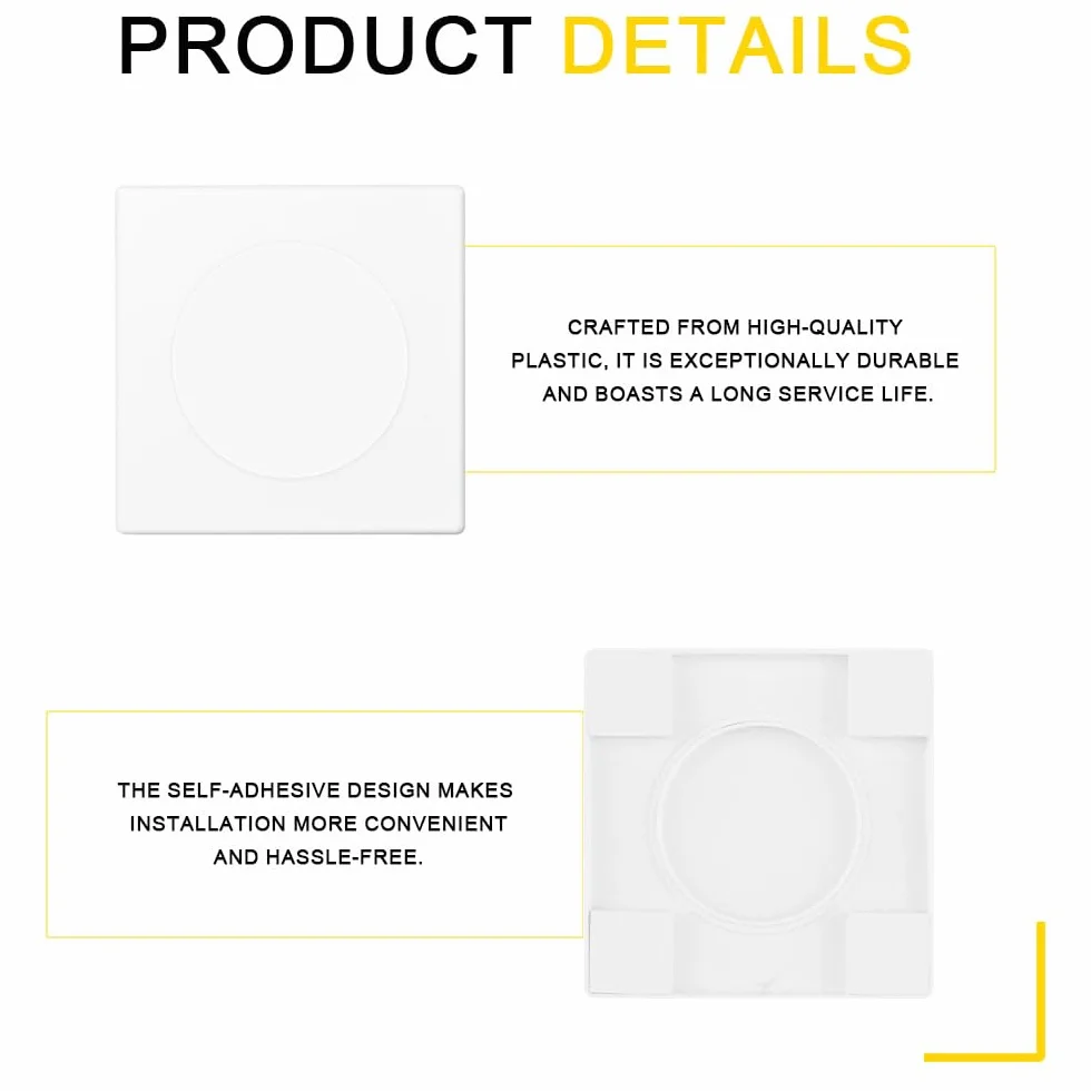 2Pcs Placa de Pared Decorativa,86 x 86 mm, Autoadhesivas Tapa Ciega Enchufe Pared, Cubierta para Enchufes con Orificio Extraíble para Enchufes o Interruptores no Utilizados(Blanco)