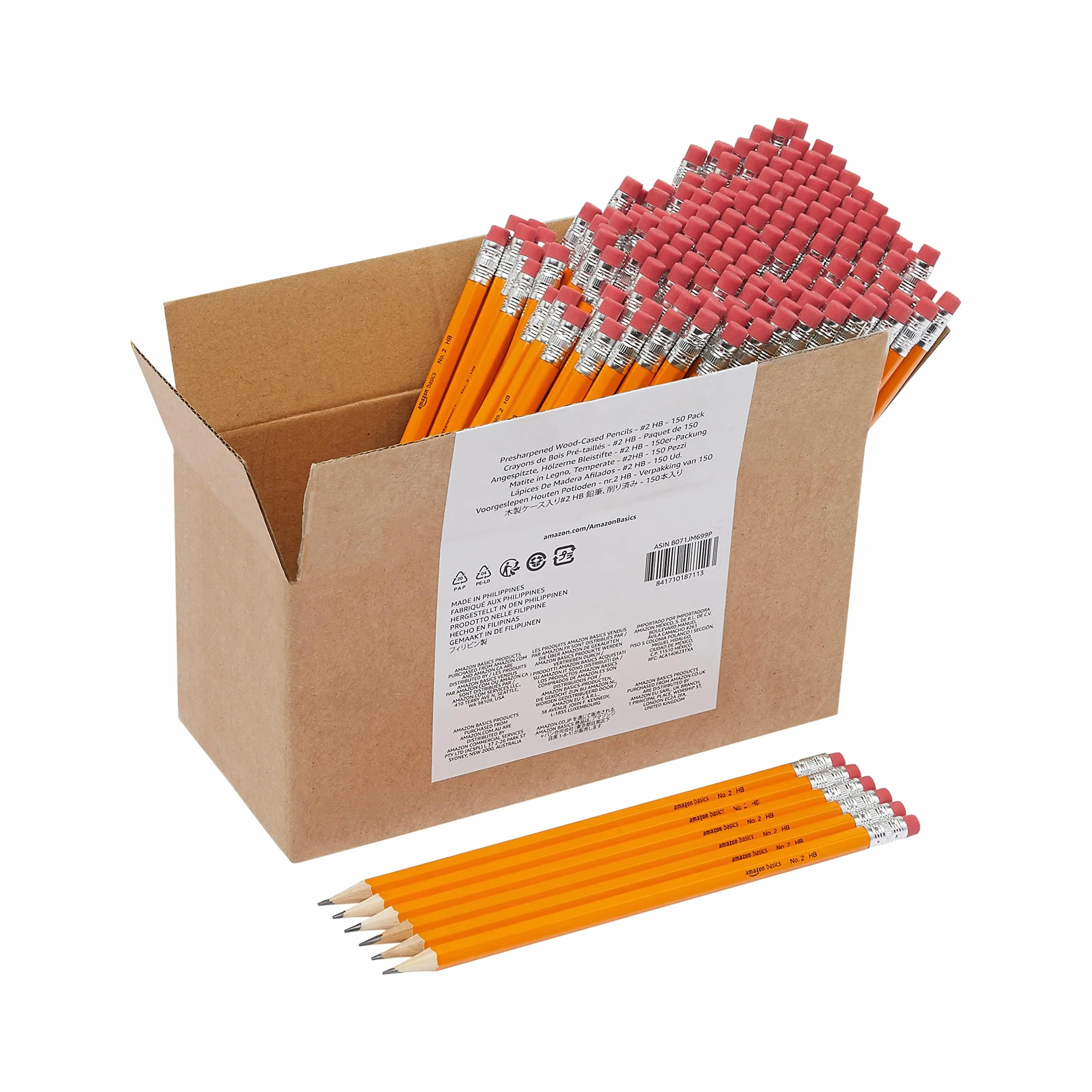Amazon Basics Lápices 2HB de grafito, preafilados, paquete de 150