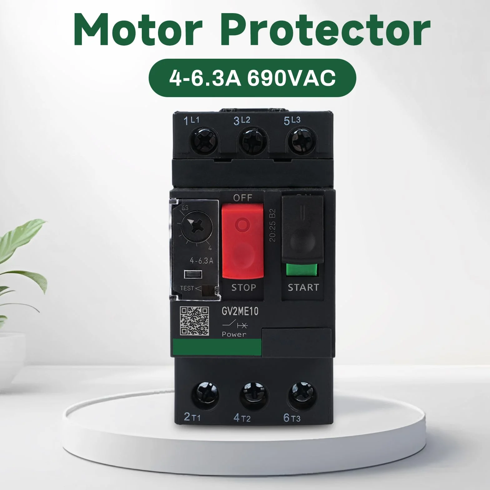 Guarda Motor Monofásico, GV2ME10 Disyuntor Magnetotérmico, 4-6,3 A 690 V AC Interruptor de Protección del Motor, Conexión Por Tornillo