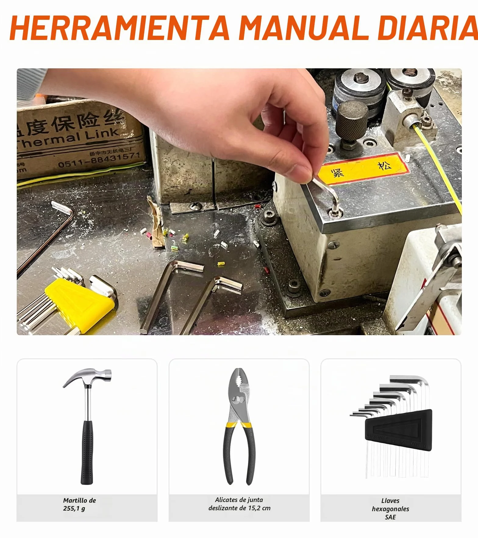 Juego de herramientas de 40 piezas - Kit de herramientas manuales para el hogar con caja de herramientas de plástico