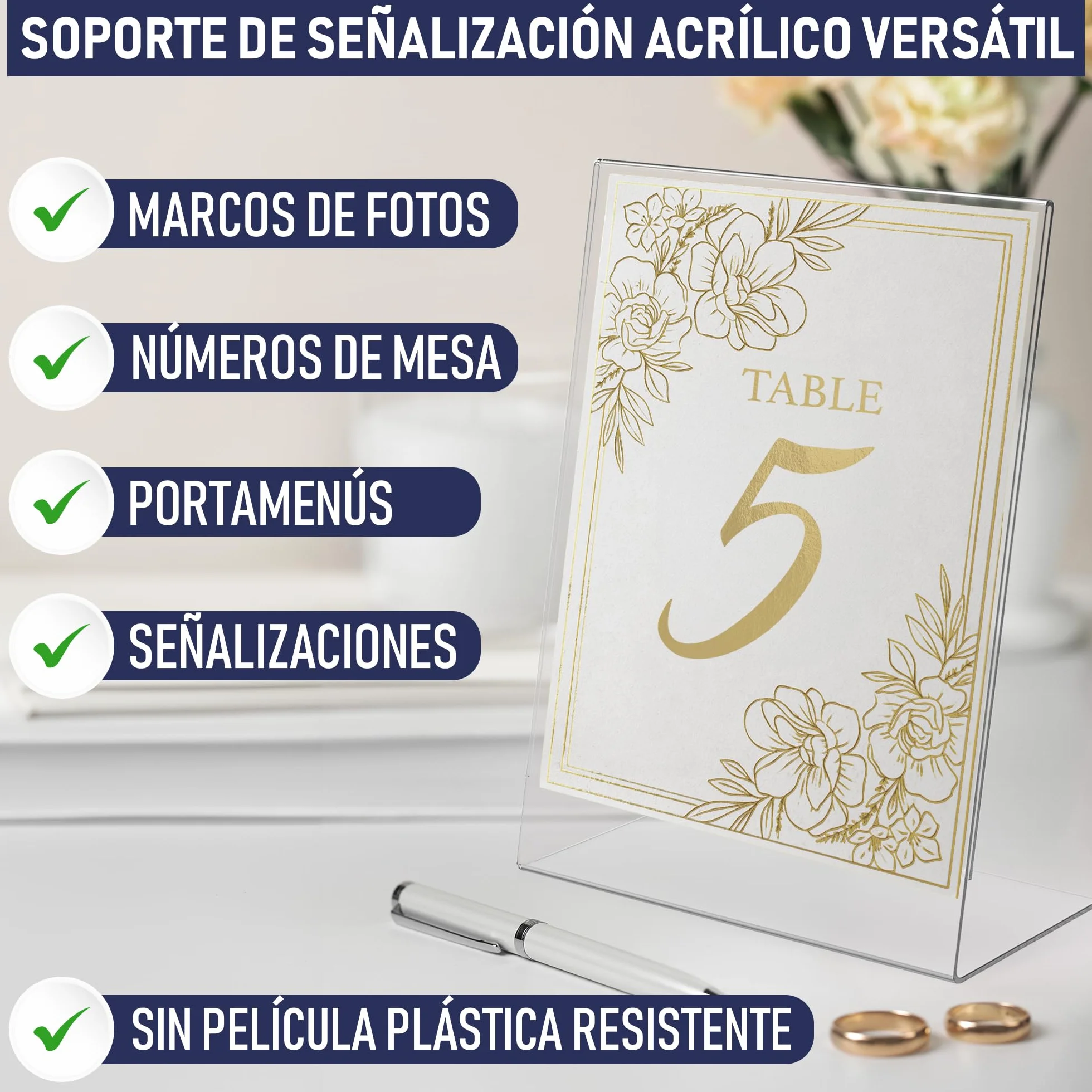 Soporte para carteles A5 de acrílico transparente inclinado, expositor de plástico para mostrador, 6 unidades