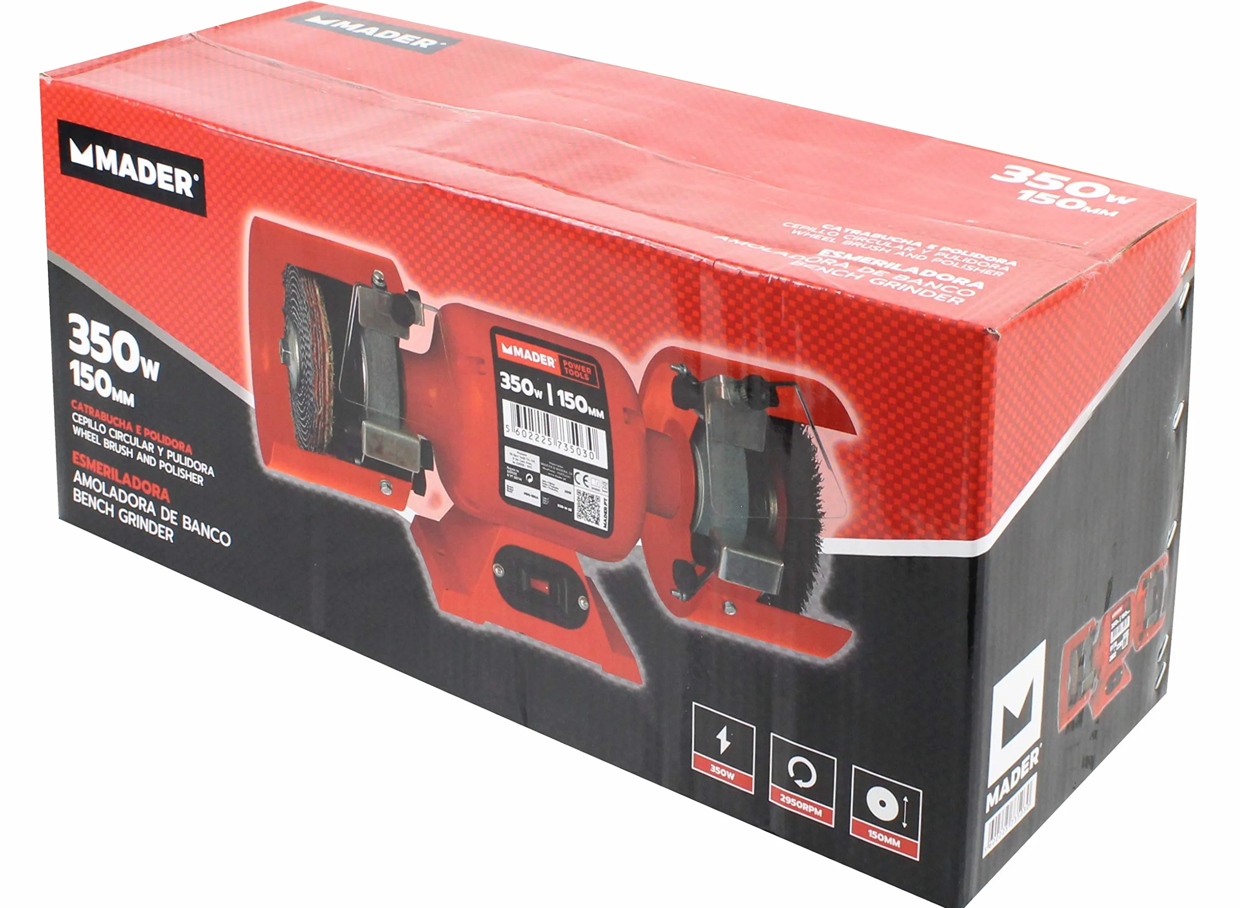 Mader Power Tools 73503 Amoladora de Banco Eléctrica 350W, 150 mm