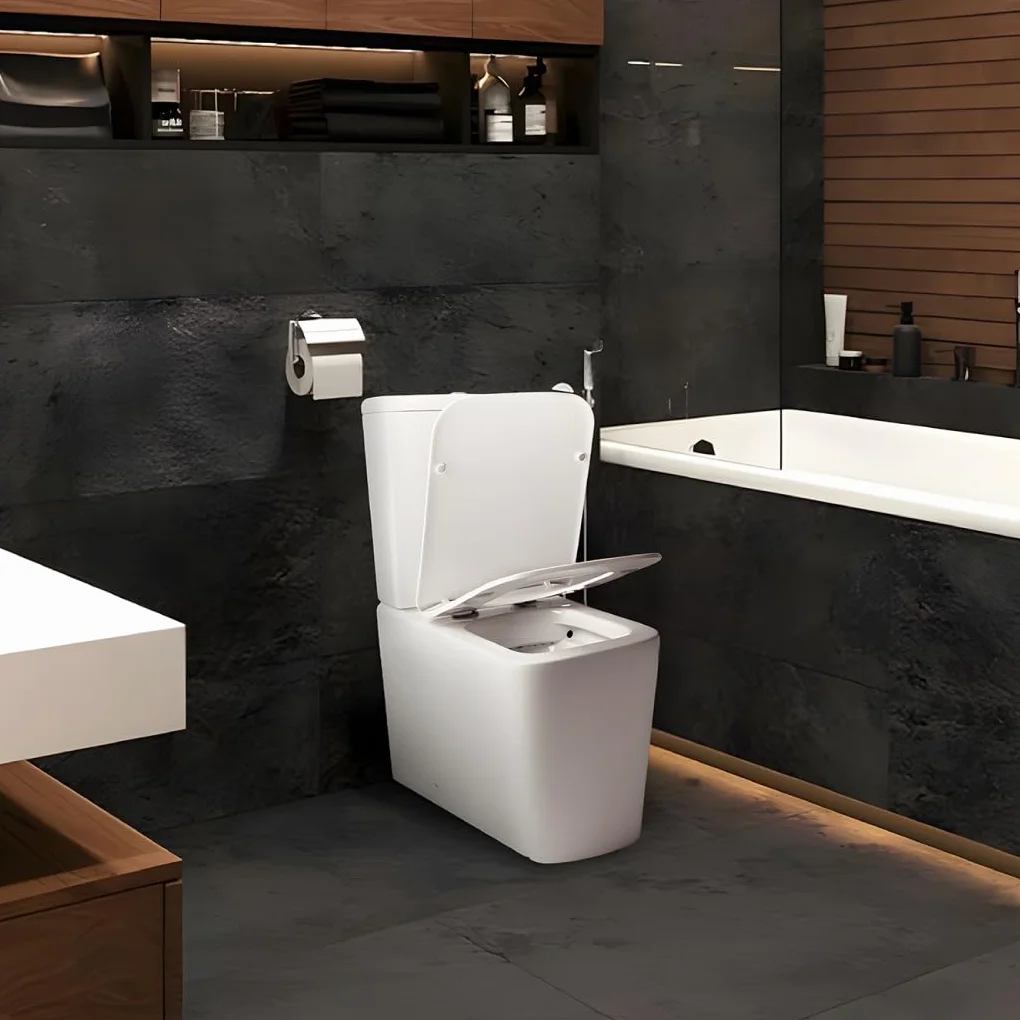 INODORO Completo con BIDET, Inodoro y Bidet Blanco, Pack Wc Inodoro, Retrete con Bidet para Hogar, Sistema Rimless Antibacterias, Tapa Dura Extrafina Amortiguada, Salida Dual