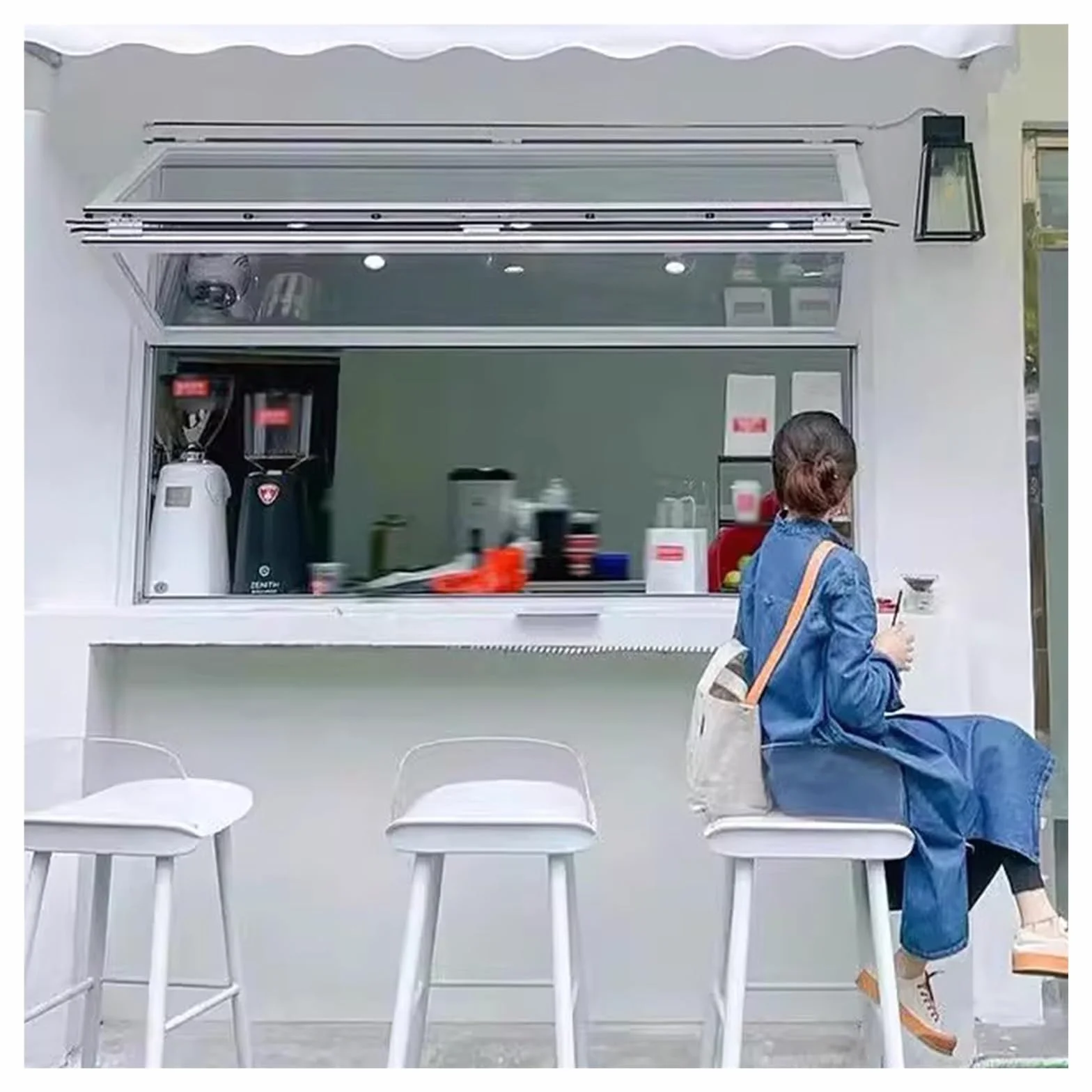 PEYNIR Ventana Ventanas correderas Ventanas Plegables corredizas para concesiones para cafeterías Snacks Tiendas de té con Leche, Personalizables Ventana de Servicio(W36xH32in/91x81cm)