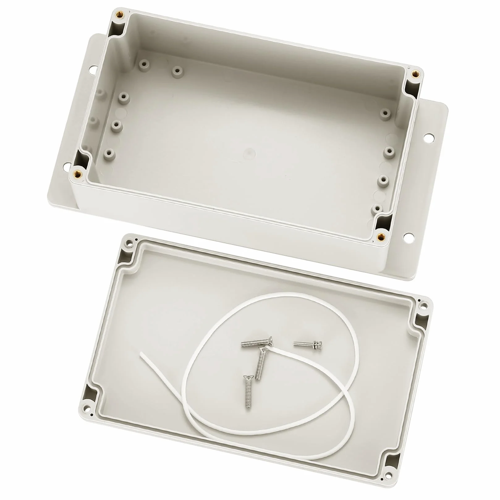 Caja de conexión para electrónica, caja de derivación impermeable IP65, caja de distribución de pared, caja de proyecto electrónico, caja de conexión (Gris-blanco con orejas, 200x120x75mm)