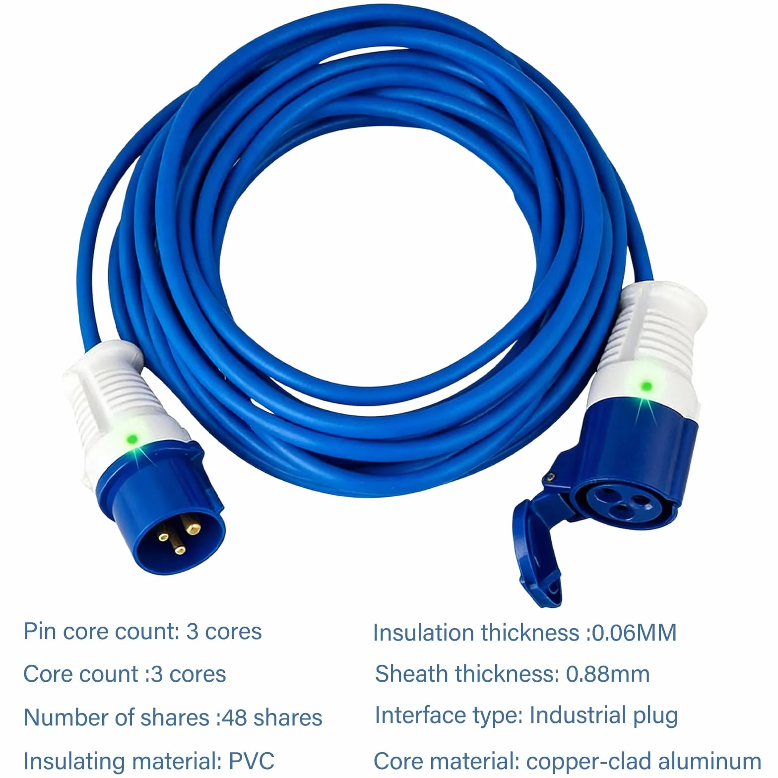Prolongador CEE 10 M 230 V 16 A, alargador de camping coche, CEE alargador eléctrico IP44, cable alargador caravana CEE, adecuado para camping, caravana, barco, astillero
