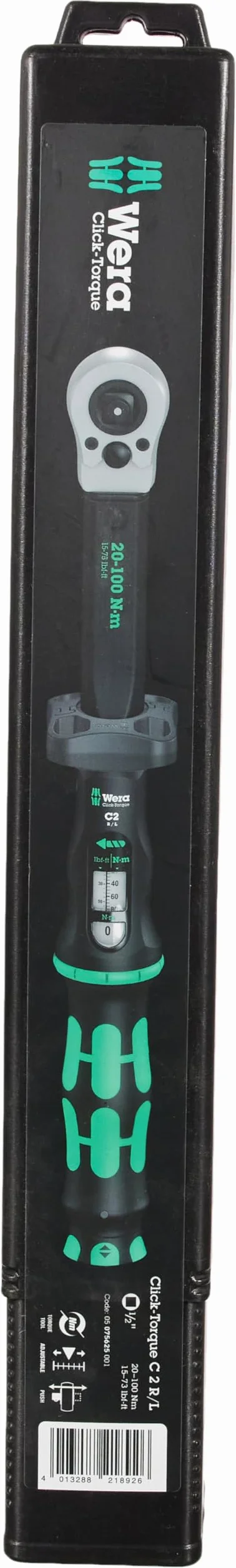Wera Click-Torque C 2 Push R/L Llave dinamométrica para apriete a derecha e izquierda, 1/2", 20-100 Nm