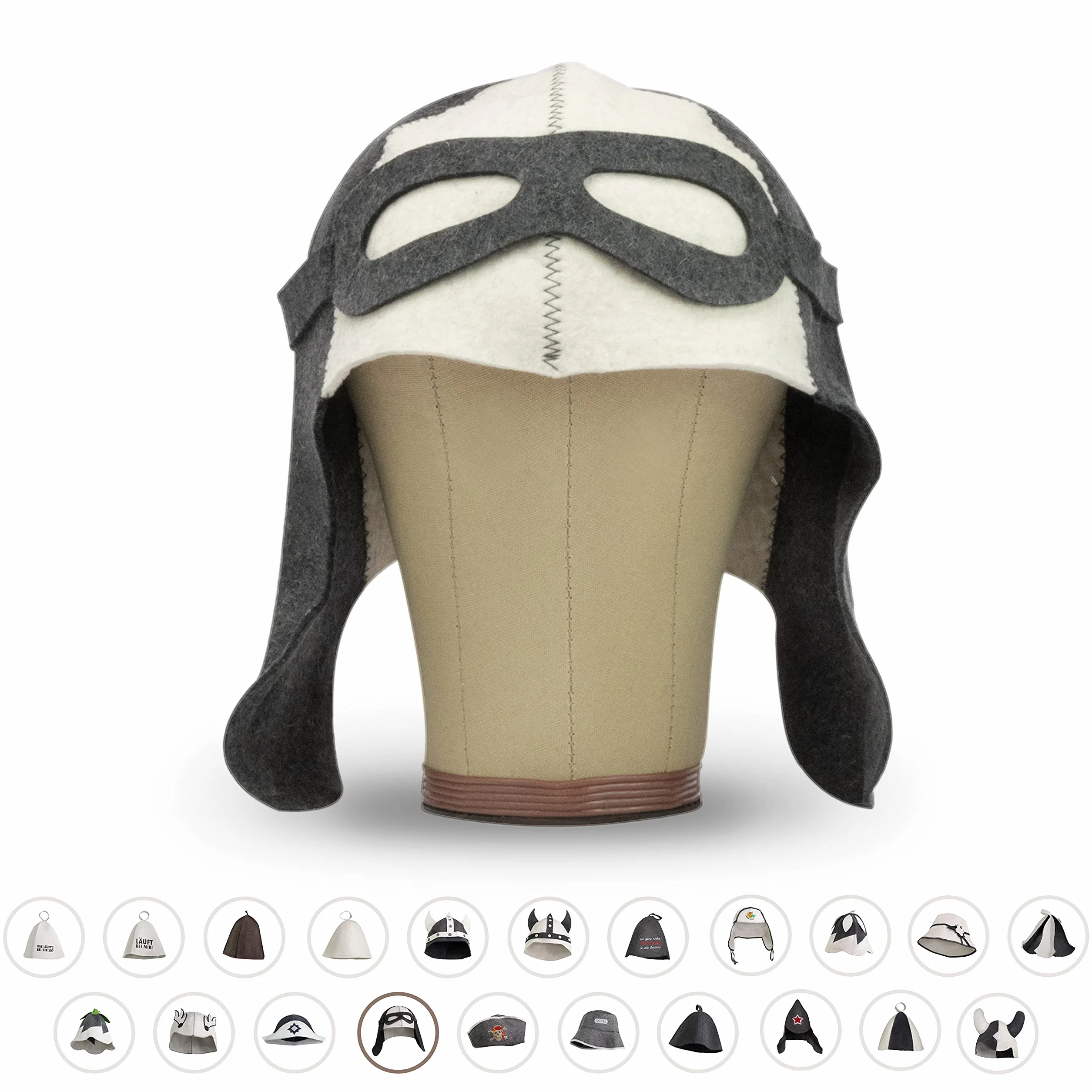 LoFelt® sombrero de fieltro para sauna mujer/hombre con guía informativa para sauna - ideal para una experiencia única en la sauna - modelo Piloto - gorra para sauna - gorro para sauna