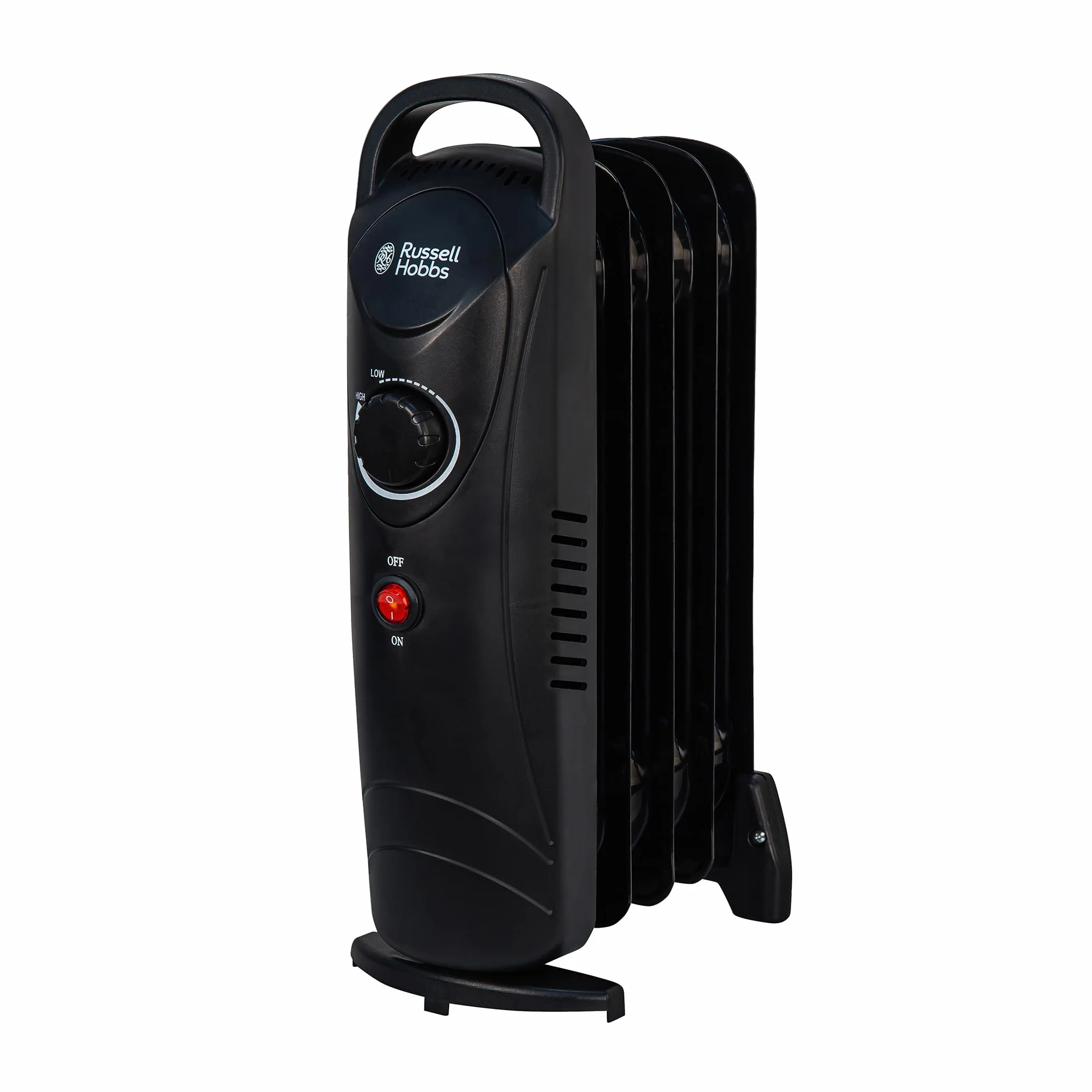 Russell Hobbs RHOFR3001 Radiador de 650 W Lleno de Aceite, Calefactor Eléctrico Portátil de 5 Aletas, Termostato Ajustable, Corte de Seguridad, Tamaño de Habitación de 10 metros cuadrados, Negro
