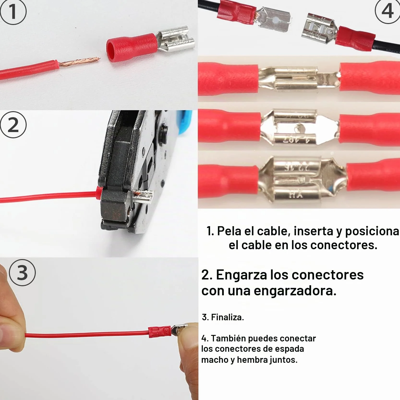 280pcs Terminales Eléctricos 15 Tipos Faston Macho/Hembra Aislados, Conectores 2.8mm 4.8mm 6.3mm Juego de Cables Crimp Connectors