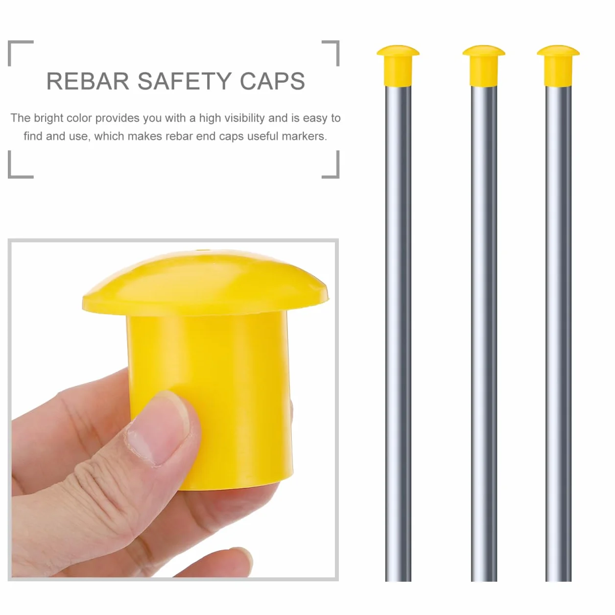 jojofuny 30 Tapas De Seguridad Para Varillas De Refuerzo Cubiertas Plásticas Tipo Hongo Alta Visibilidad 2.36X2.36X1.49 Pulgadas Protectores Para Construcción Y Obras