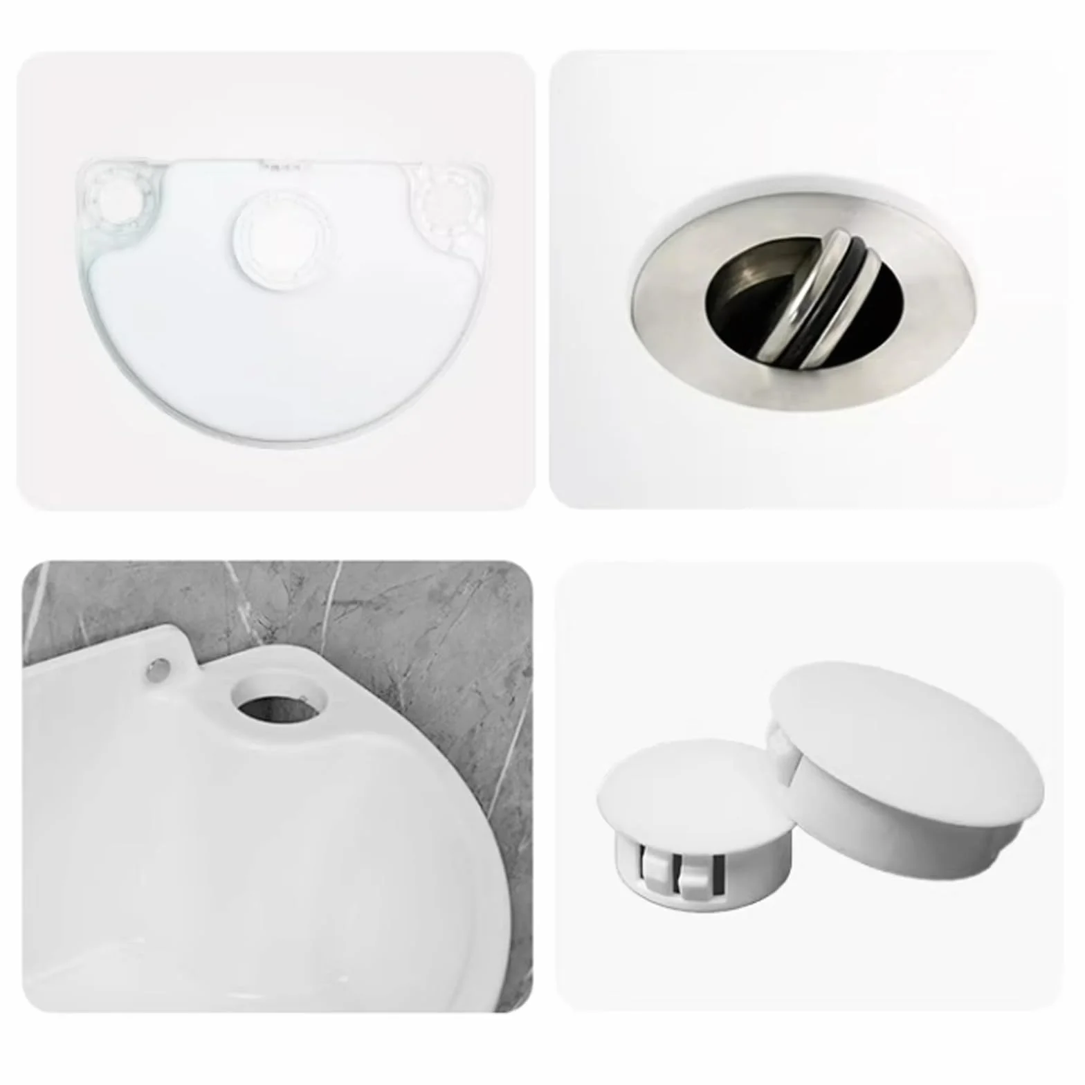 Lavabo simple de plástico,lavabo pequeño sin perforación y pared, lavamanos mini,lavabo pequeño en el balcón del baño de tipo pequeño,con tubería de agua de plástico[Blanco]