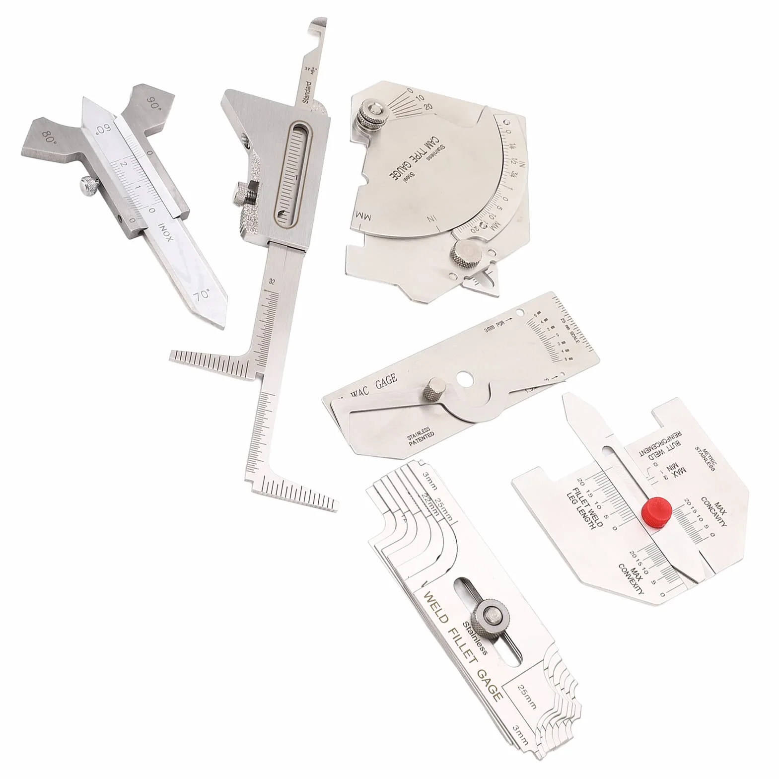 Kit de regalo de herramientas de soldadura con 6 piezas de calibre de soldadura de precisión, medidor de calibre para porosidad, pack de regalo profesional.