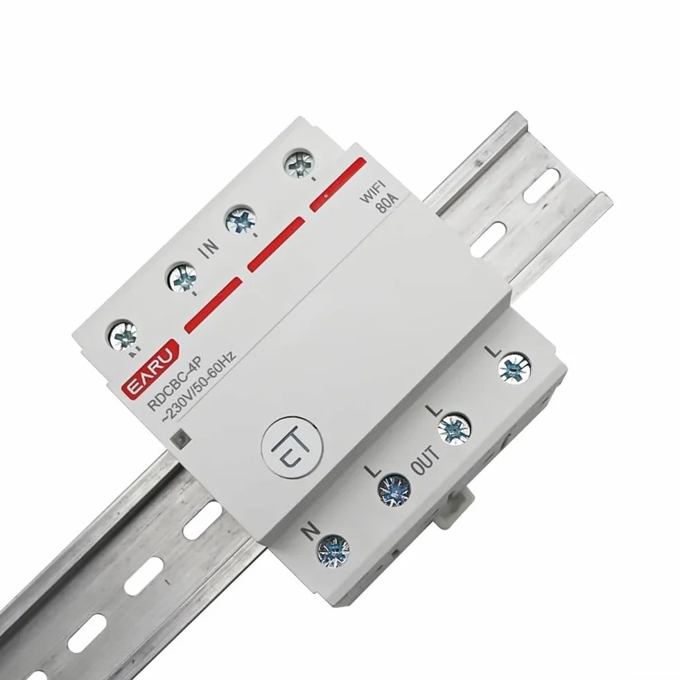 Disyuntor de circuito WiFi trifásico con control remoto con interruptor temporizador y voz, corriente nominal 63A 80A, 3P+N polos, soporta escenas de hogar inteligente (63 A)