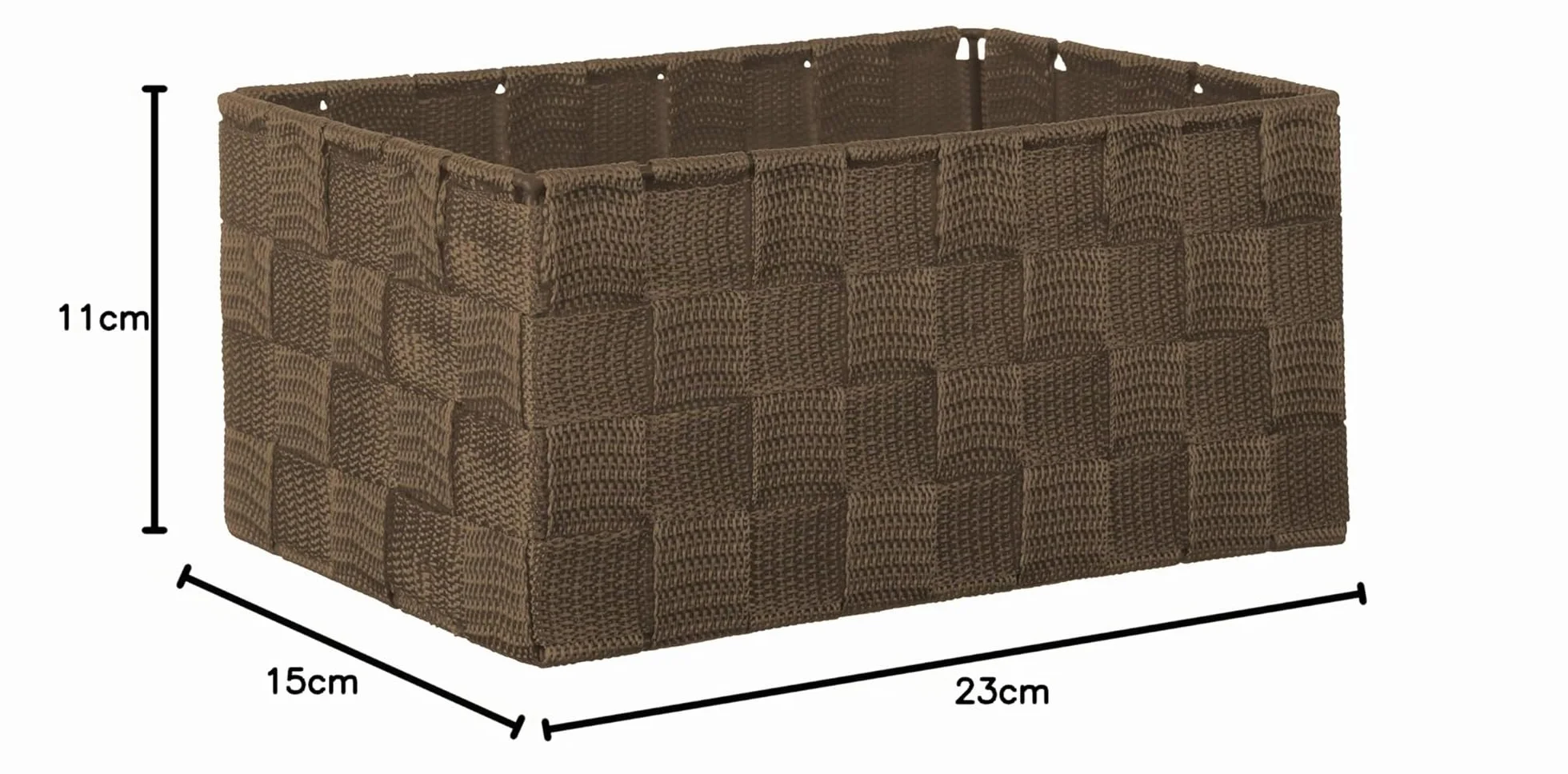 Juego de 3 Cajas de Almacenamiento Cuadradas 22x15x11 cm Aspecto Ratán Trenzadas Marrón