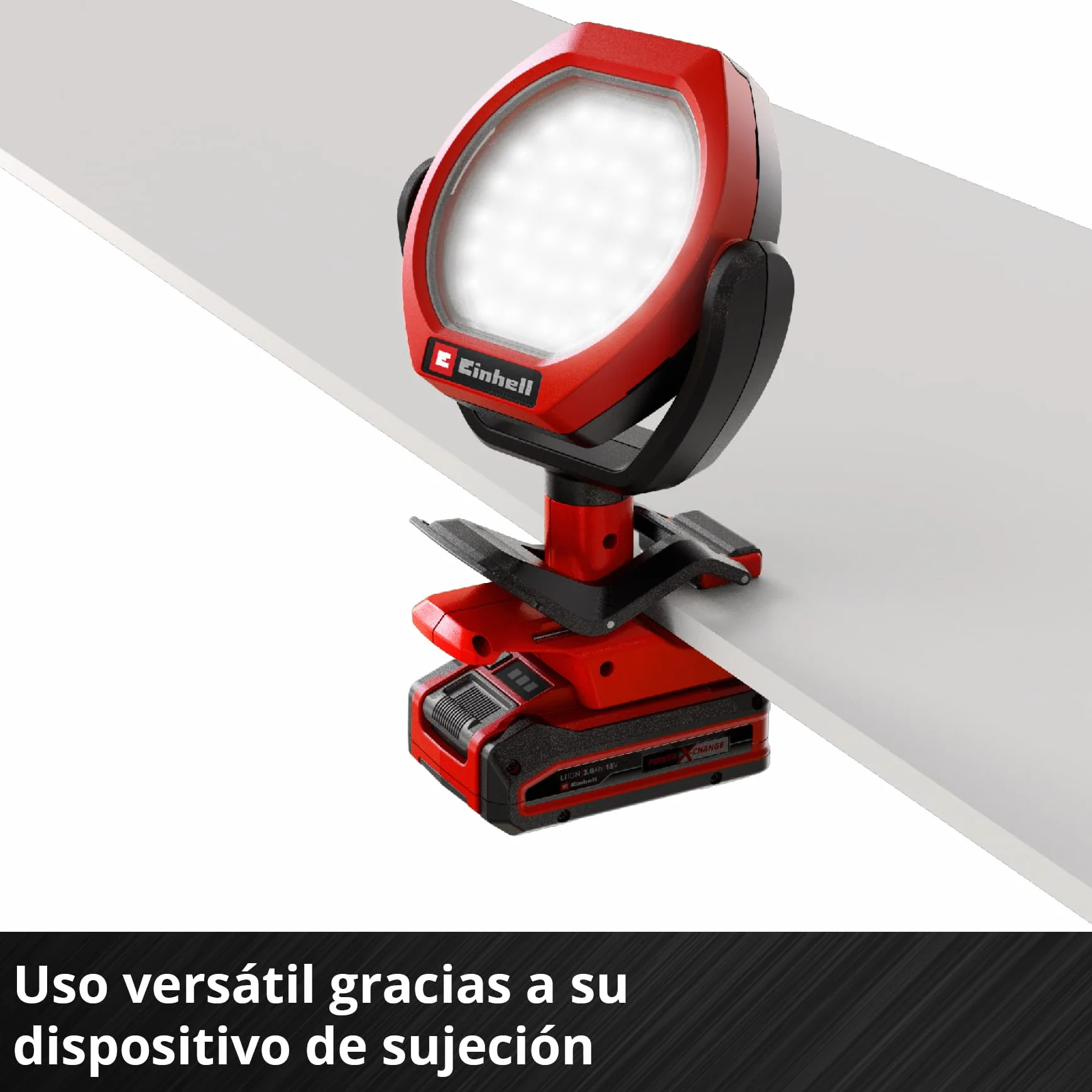 Lámpara de exterior con batería GC-OL 18/1500 Li-Solo Power X-Change de Einhell (18 V, 1500 lm, 7000 K, alcance de 4 m, cabezal pivotante y giratorio, 3 niveles de brillo, sin batería)