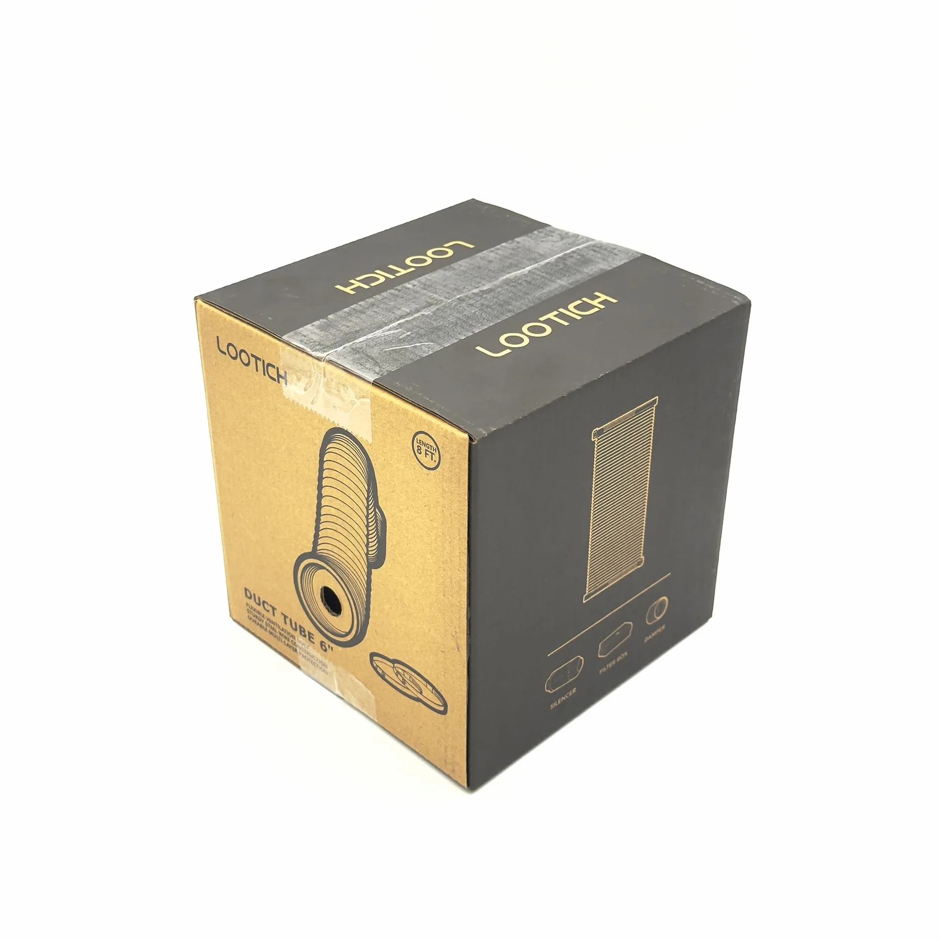 Tubo Flexible de Aluminio Ø153mm, Longitud 2.5m para Conducto de Aire de Ventilación Sistemas con 2 Abrazaderas de Acero