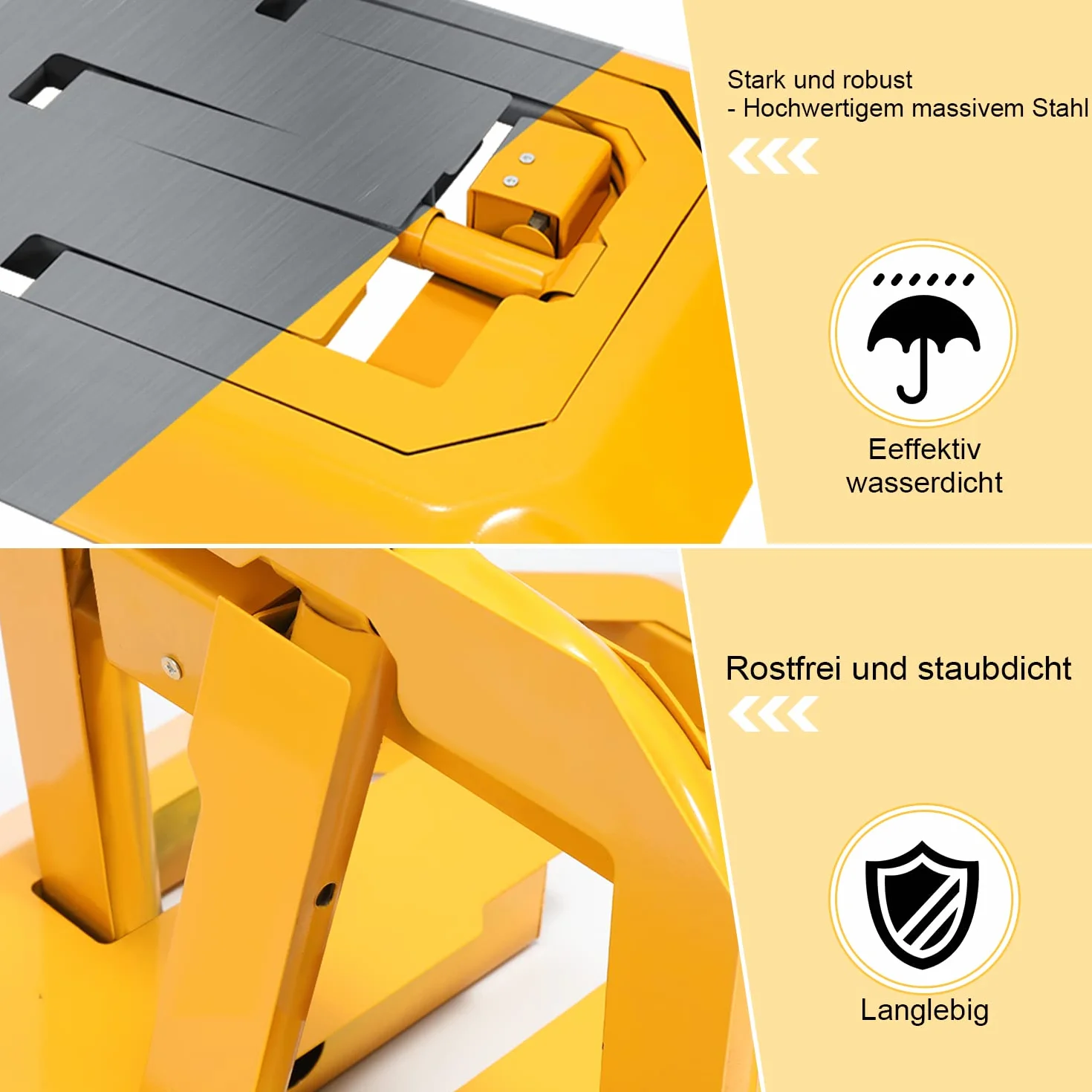 Eulenke 1 cerradura de aparcamiento con 3 llaves, Barrera de Parking, Barrera de estacionamiento Plegable, amarillo cerradura universal para aparcamiento