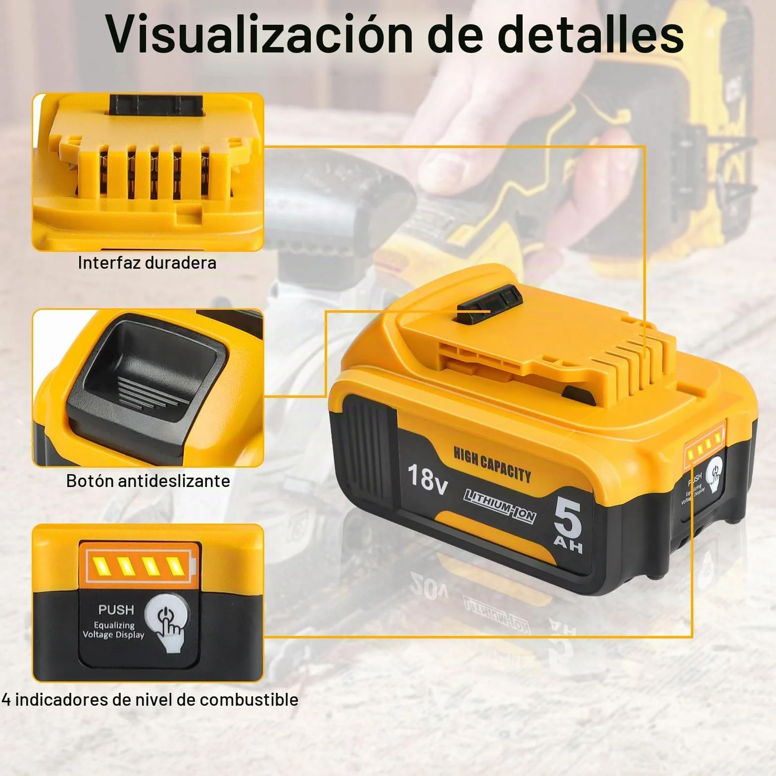 Waitley 5.0A DCB184 para Dewalt 18V Batería DCB184 DCB200 DCB182 DCB180 DCB181 DCB182 DCB200