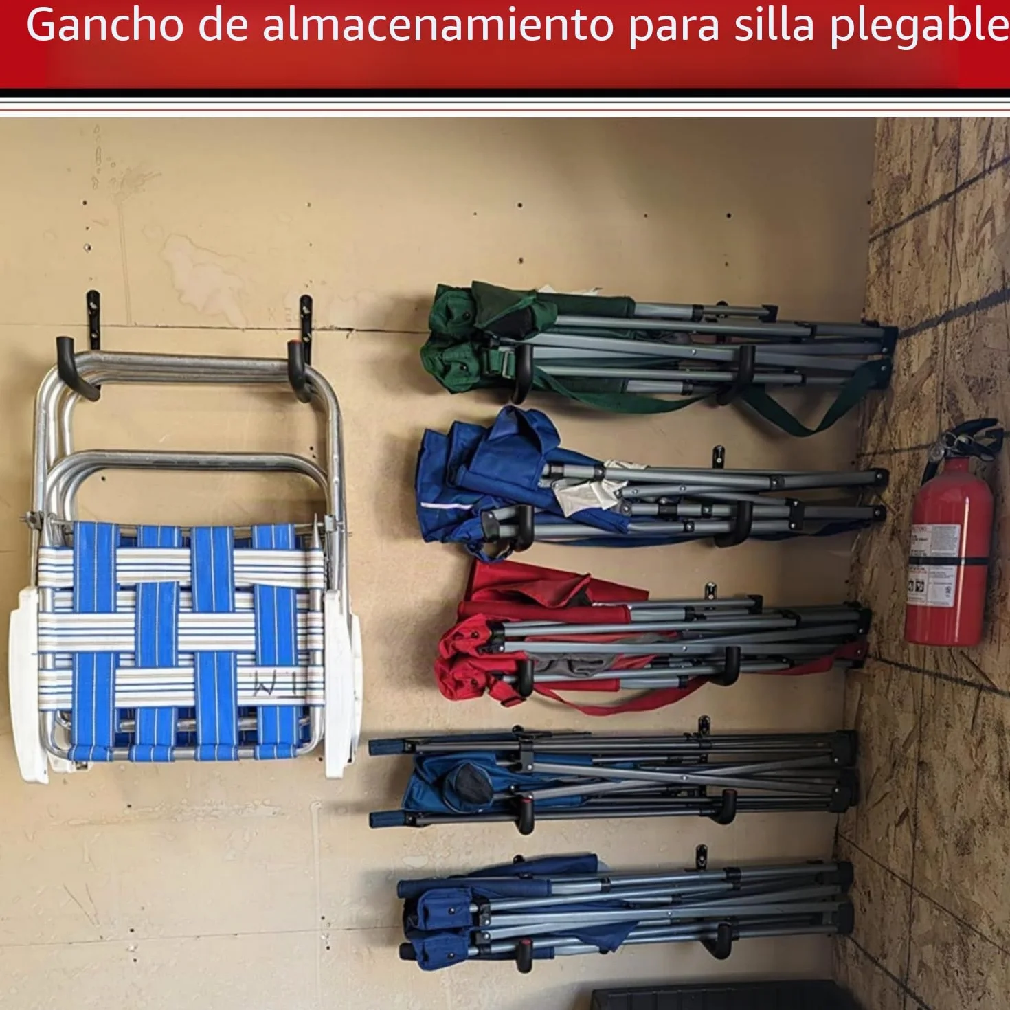 Ganchos de almacenamiento resistentes para garaje, colgador de almacenamiento de escaleras de 25 cm para montaje en pared para escalera, bicicleta, herramientas de jardín, silla plegable, pala