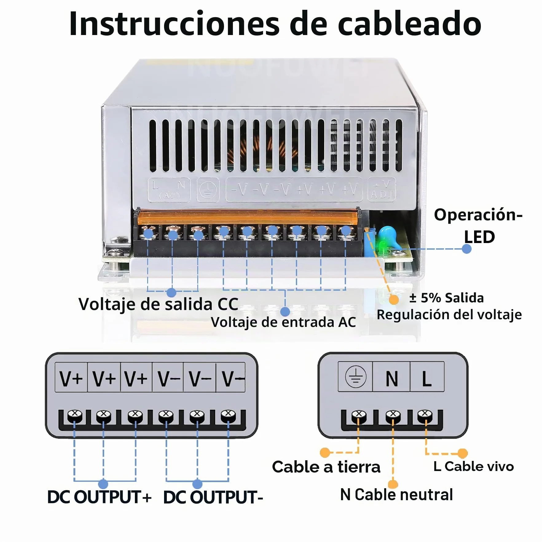 DC 60V 20A 1200W Fuente de Alimentación Transformador 220V/110V CA a CC 60V Fuente Alimentación 20A 1200W para Drive Sensor System Lamp Meter Controller Servos Electric Motor and More 60v Device