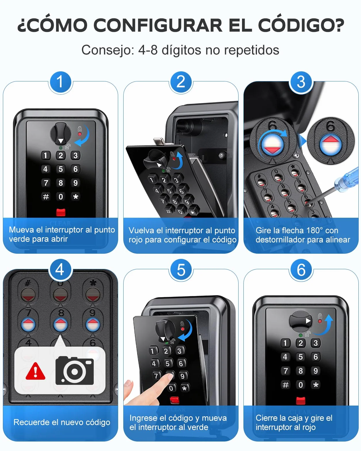 Mohard Caja de Seguridad para Llaves, Caja Llaves Pared con Combinación 12 Dígitos, Gran Capacidad & Impermeable Caja Fuerte Llaves Exterior con Código Resttable para Hogar Garaje Escuela Oficina
