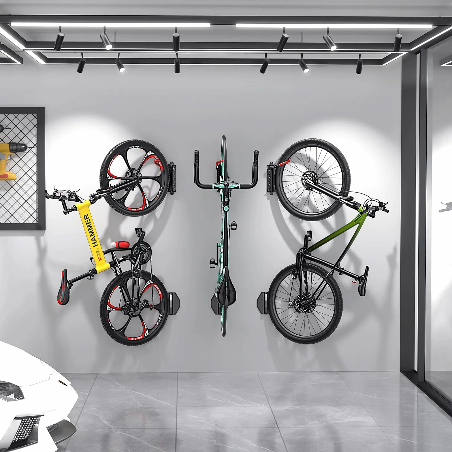Housolution Soporte Vertical de Pared Giratorio para Bicicletas, Soportes de Ppared para Bicicletas de Montaña, Soporte de Almacenamiento de Bicicletas para Garaje, Soporta hasta 66 Libras(2 Paquete)