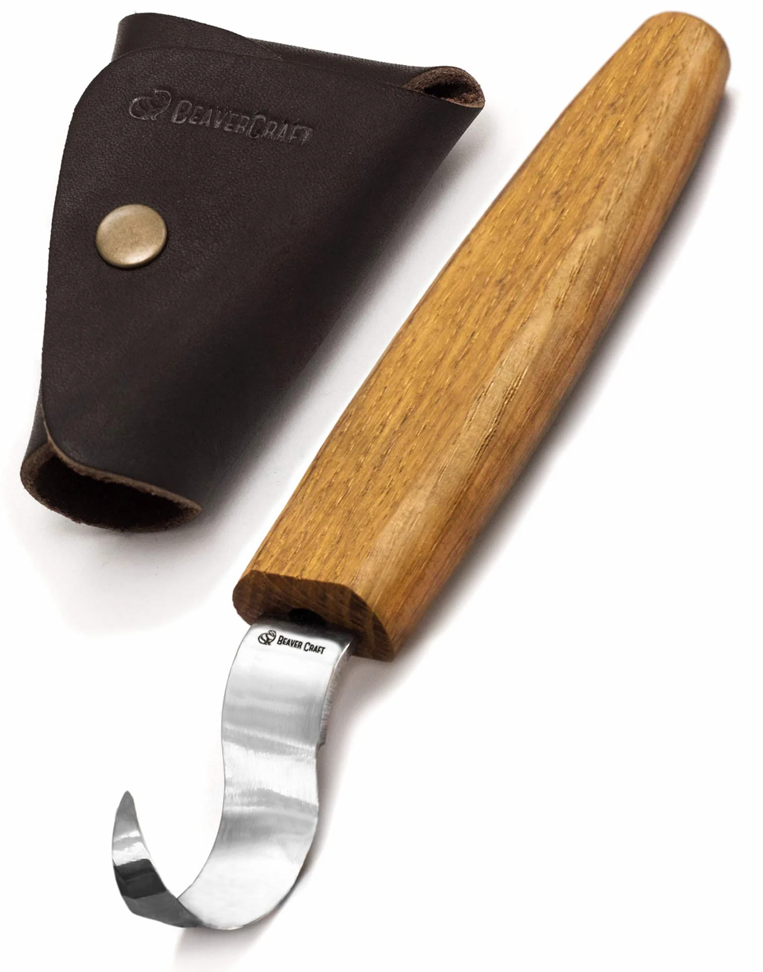 BeaverCraft SK1S Cuchillo de Gancho para Tallar Madera con Funda de Cuero