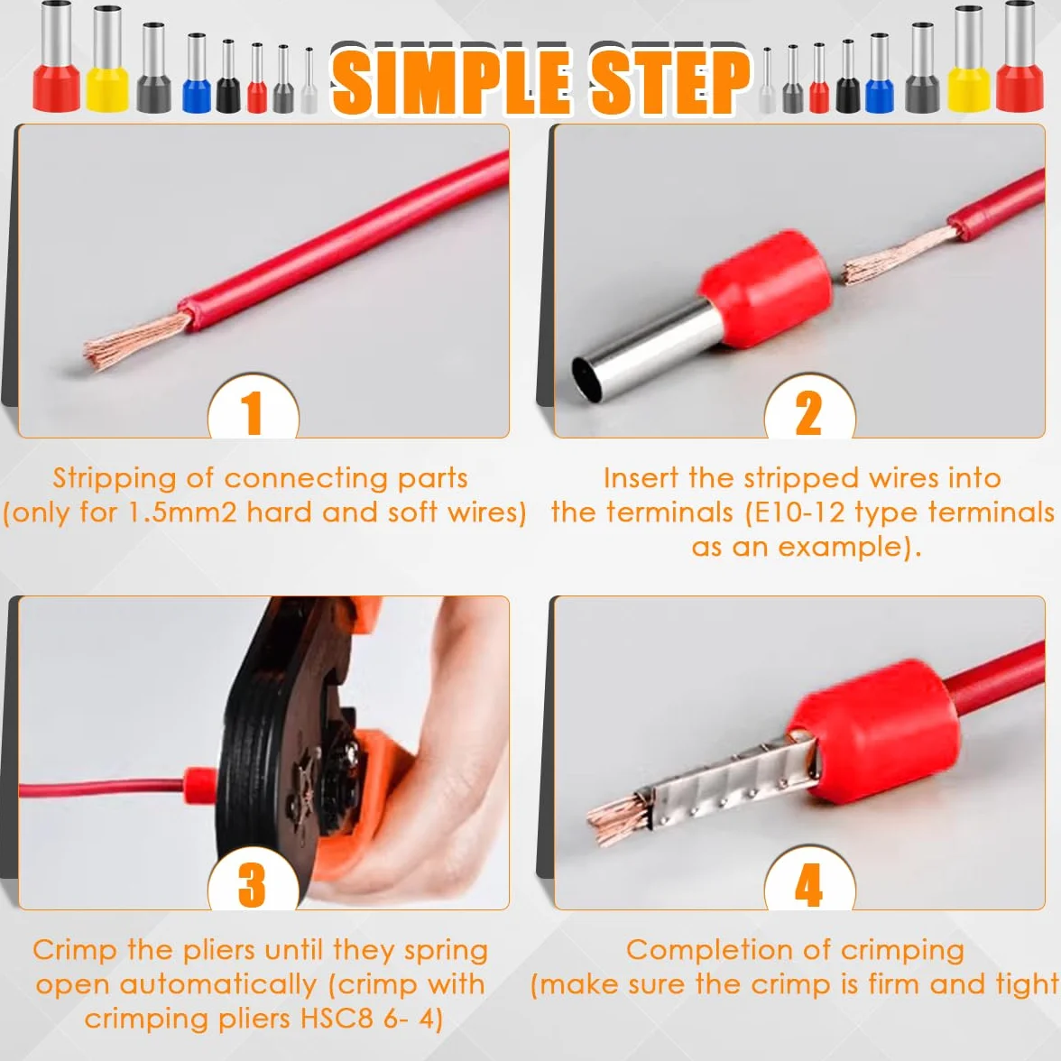 OctBird 2200Pz Terminales Eléctricos Crimp Aislados 0,5-10 mm² Caja Surtido Conectores Automotrices