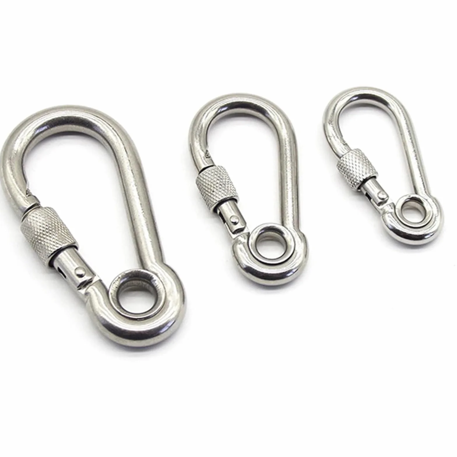 Mosquetón de Acero Inoxidable 304 con Cierre Rosca for Escalada, eslabones rápidos, Gancho Seguridad, Cadena, Anillo conexión, Hebilla