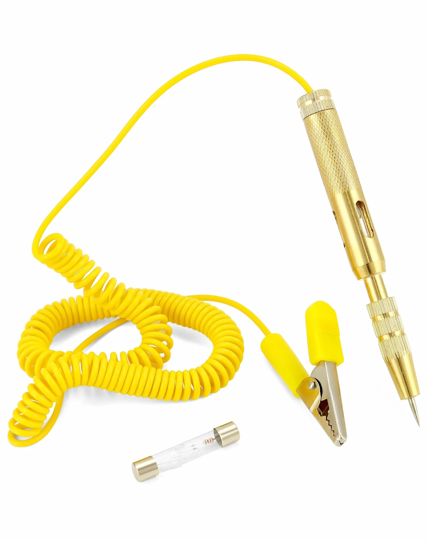 QWORK® 6V 12V 24V Comprobador de Fusibles Coche con Pinza Cocodrilo y Sonda de Acero Afilada, Pluma de Prueba de Voltaje Comprobador Eléctrico de Coche con Luz de Prueba para Comprobar Bajo Voltaje