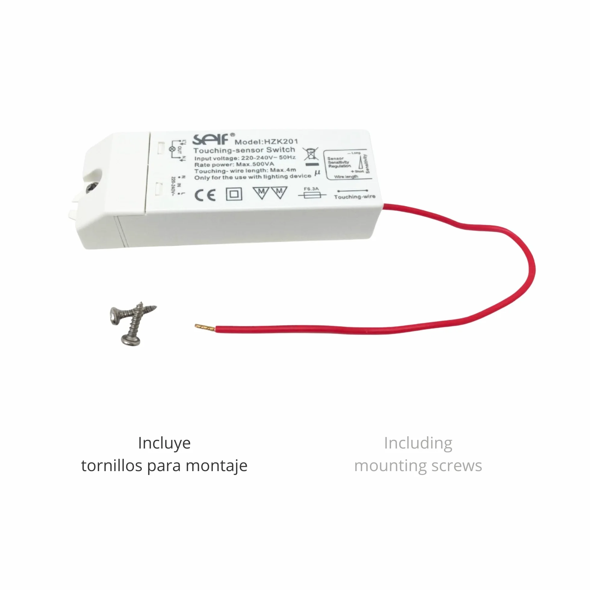 Relé electrónico sensorial 500W modelo HZK201 con sensor tactil ajustable