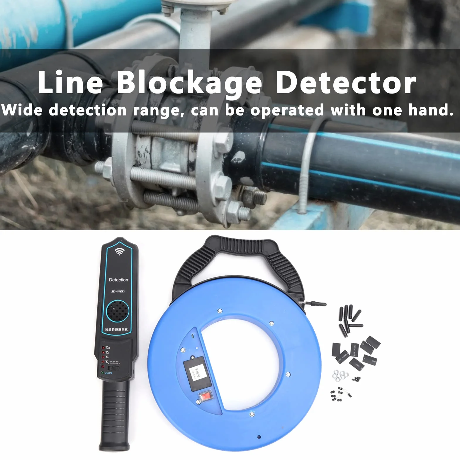 Detector de Obstrucción de Línea 30m, Detector de Fugas de Agua Subterránea Localizador de Bloqueo de Tuberías para Tuberías de Agua de PVC Metálico