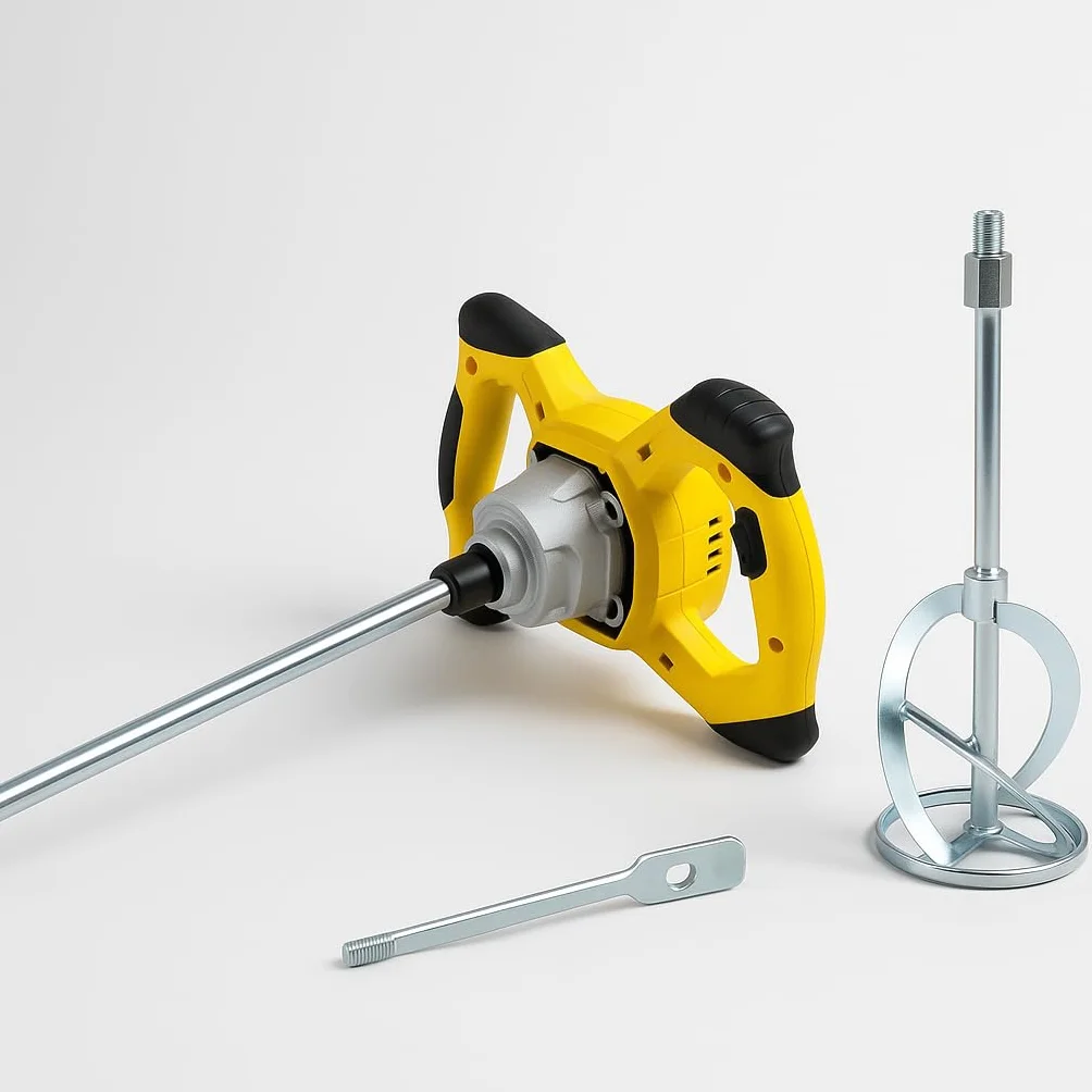 Batidor de Pintura 1200W Profesional, 0–900RPM, Mezclador Eléctrico con Paleta 120mm, para Pintura, Mortero, Cemento, Masilla y Revestimientos, Velocidad Ajustable, Motor Potente y Mango Ergonómico