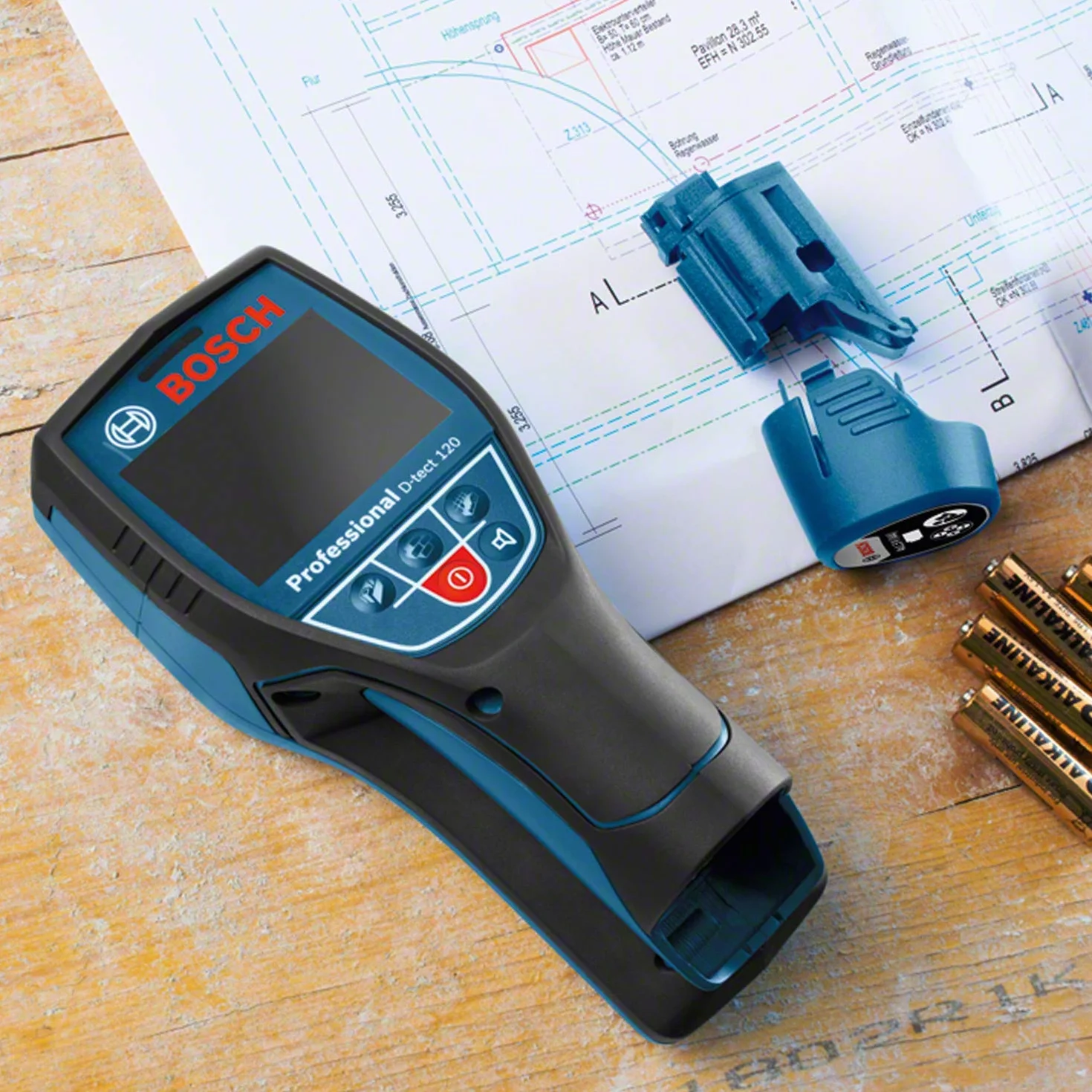 Bosch Professional Detector de Pared D-tect 120 (4 baterías AA x 1,5 V, Profundidad máx. 120 mm, Bolsa Protectora), Blue