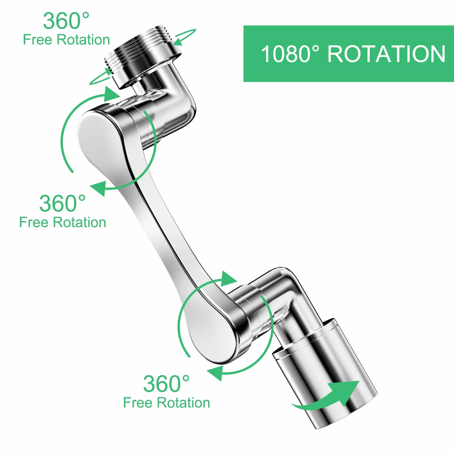 Aireador de Grifo Extensor Giratorio 1080°, Universal Extension Difusor Con 2 Modos de Chorro para Baños y Cocinas