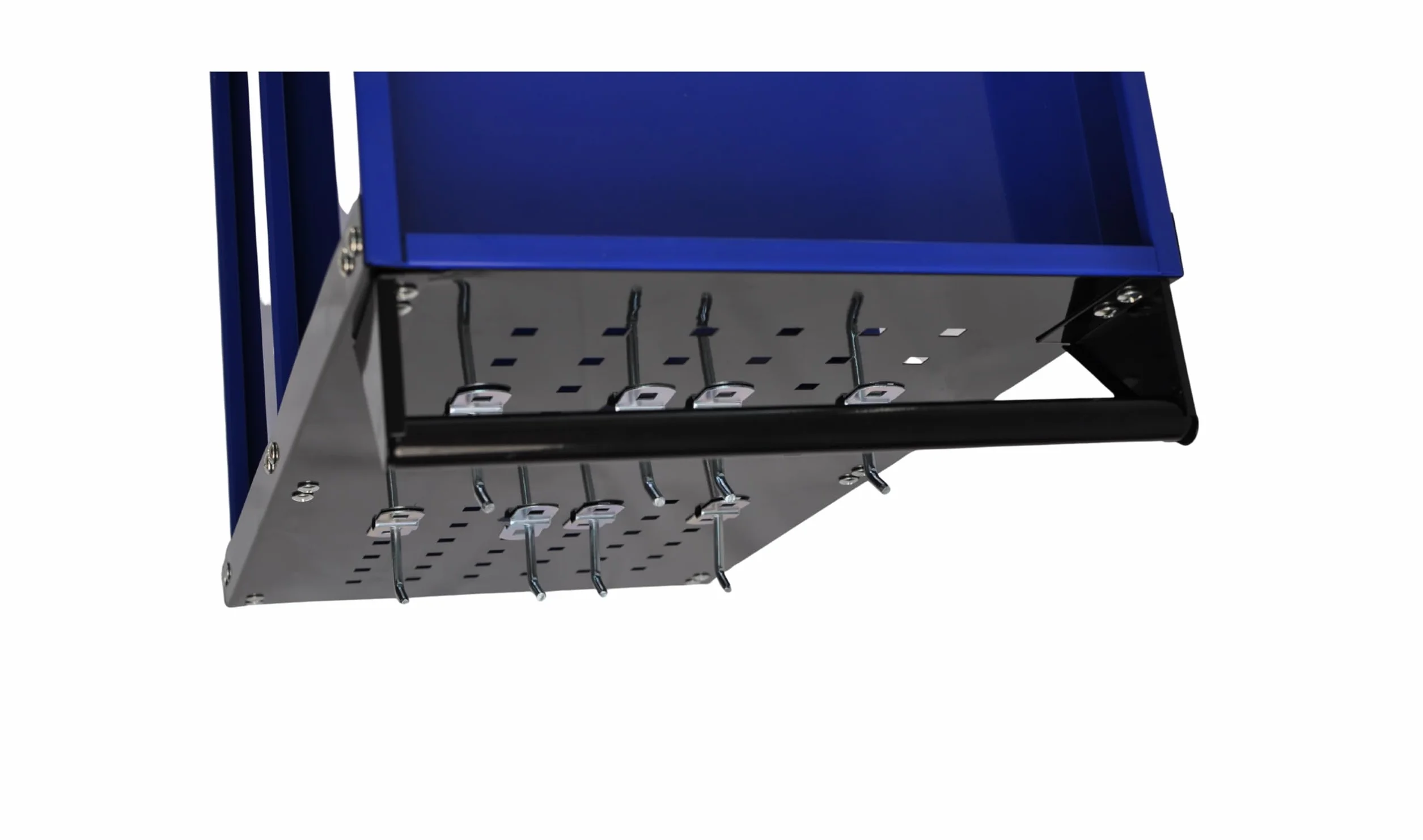 Carro de Taller Profesional 3 Baldas con Paneles Laterales y Ganchos – Azul/Negro – 700×350×760 mm – Carro Herramientas con Ruedas Maniobrable