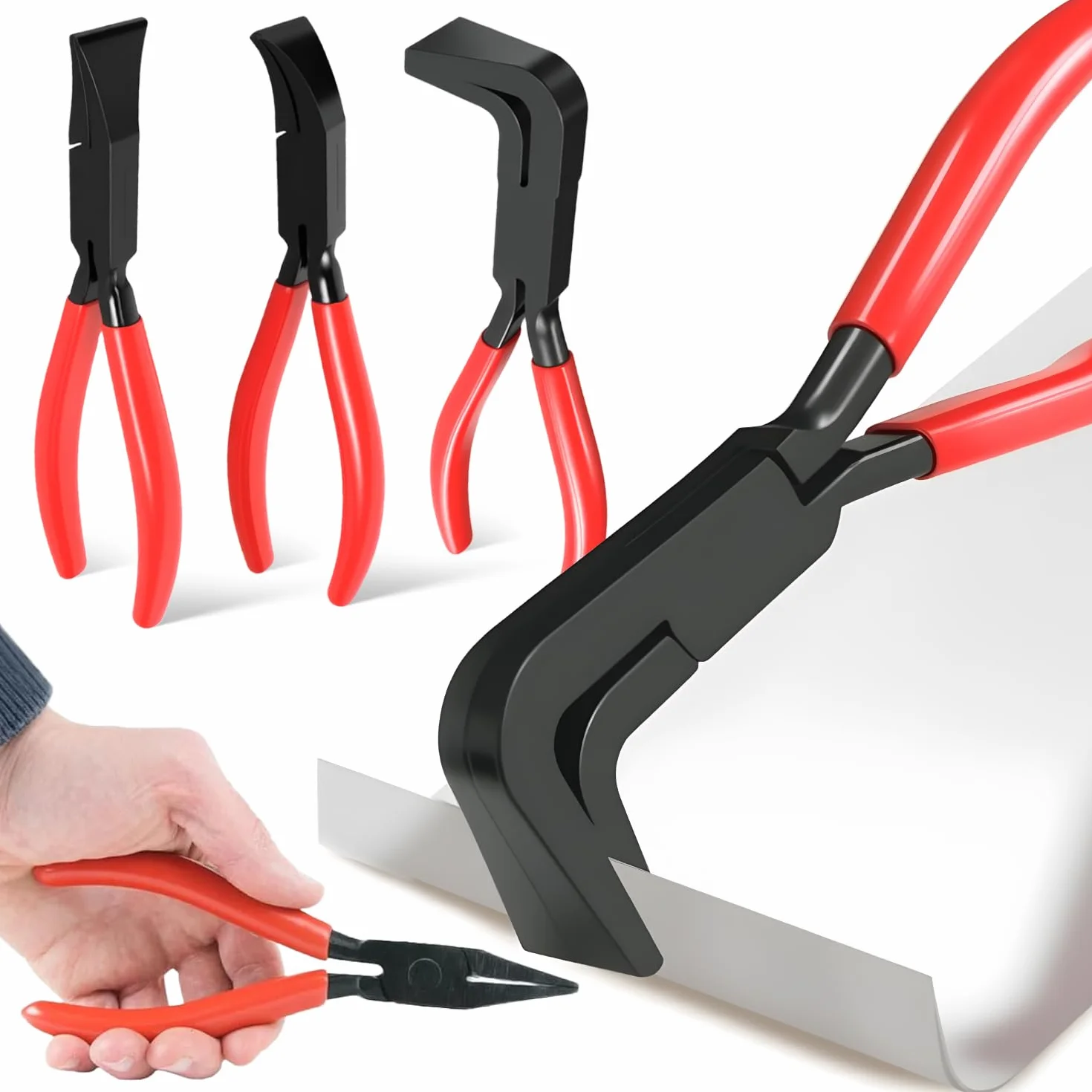 3 Piezas Juego de Alicates Doblar Chapa Alicate Plegar Chapa Dobladora Portátil Manual (0°, 45°, 90°) 22 mm de Mandíbula para Reparadores Entusiastas del Bricolaje para Doblar y Enderezar Chapas meta