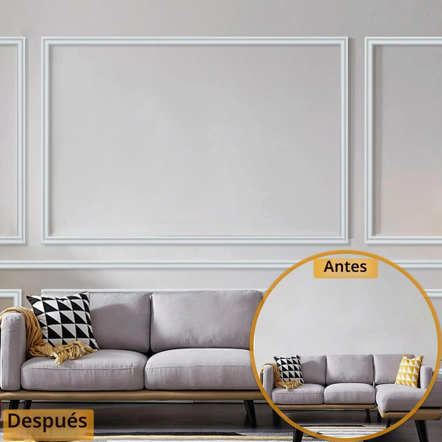 Hungbak Panel de moldura para riel de silla 3 m x 2,7 cm blanco pintable