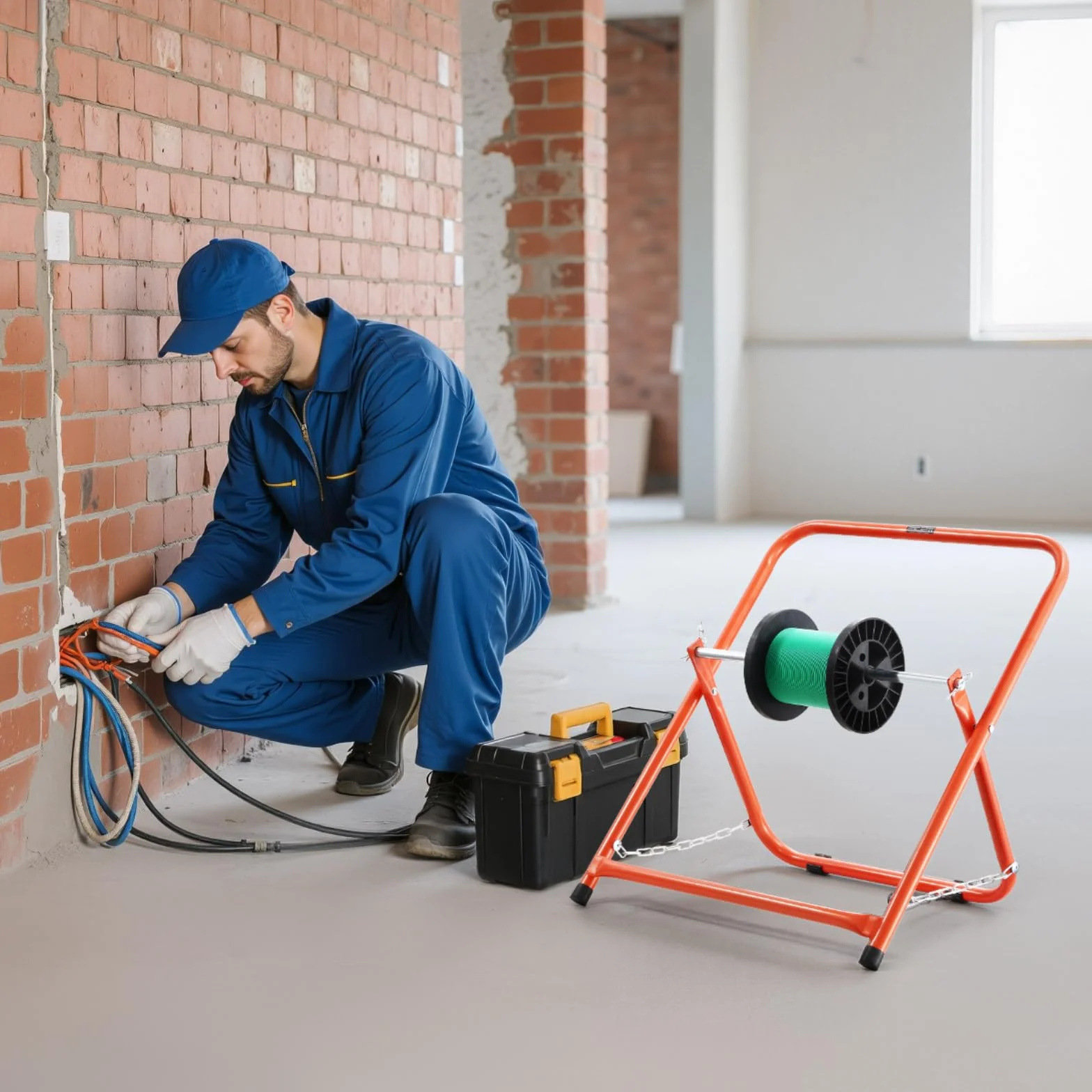 VEVOR Organizador de Cables, Soporte para Carretes de Cables Eléctricos Dispensador Portátil de Alambre para Carretes de Hasta 50 cm de Diámetro, Capacidad de 45 kg para Uso Industrial, Eléctrico