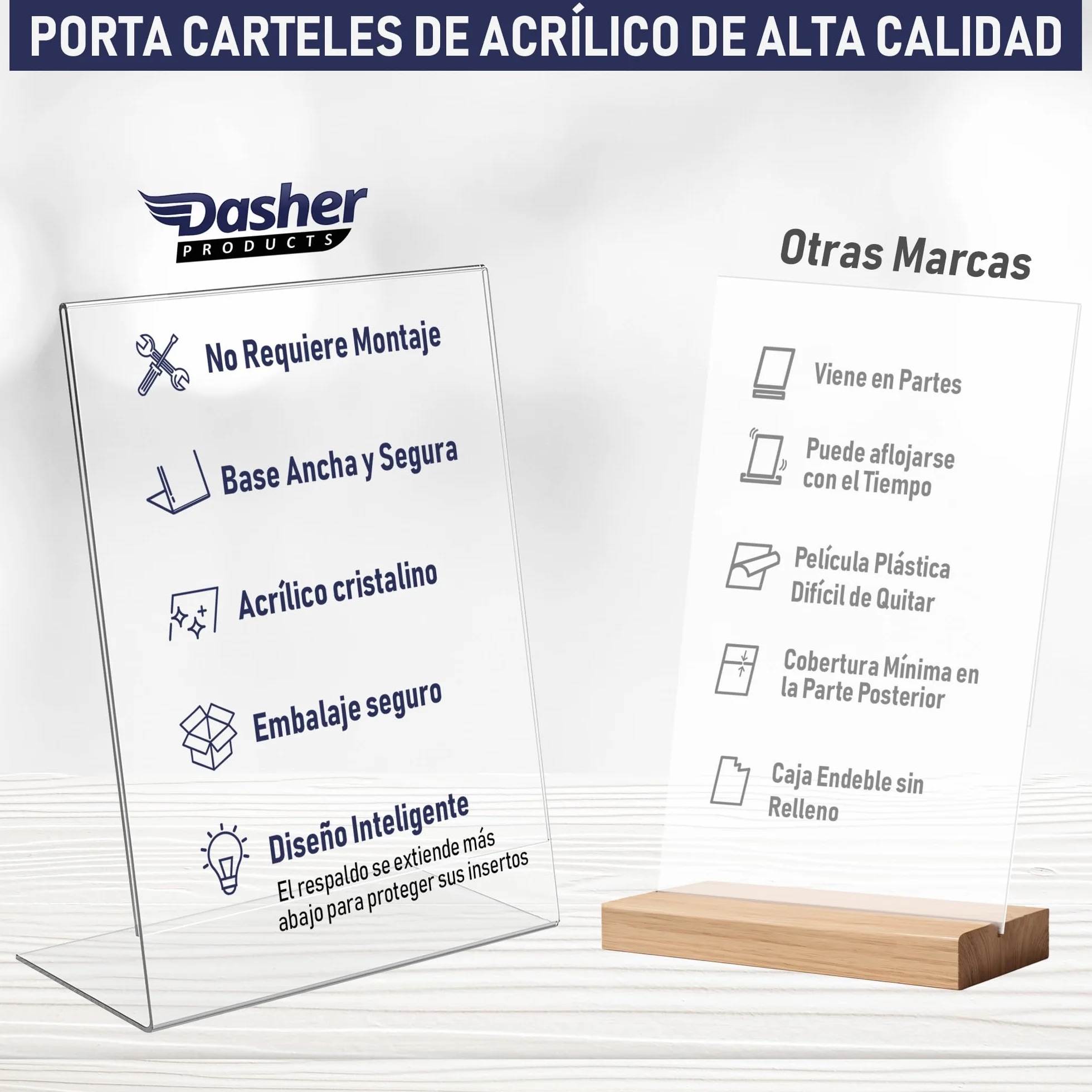 Soporte para carteles A5 de acrílico transparente inclinado, expositor de plástico para mostrador, 6 unidades